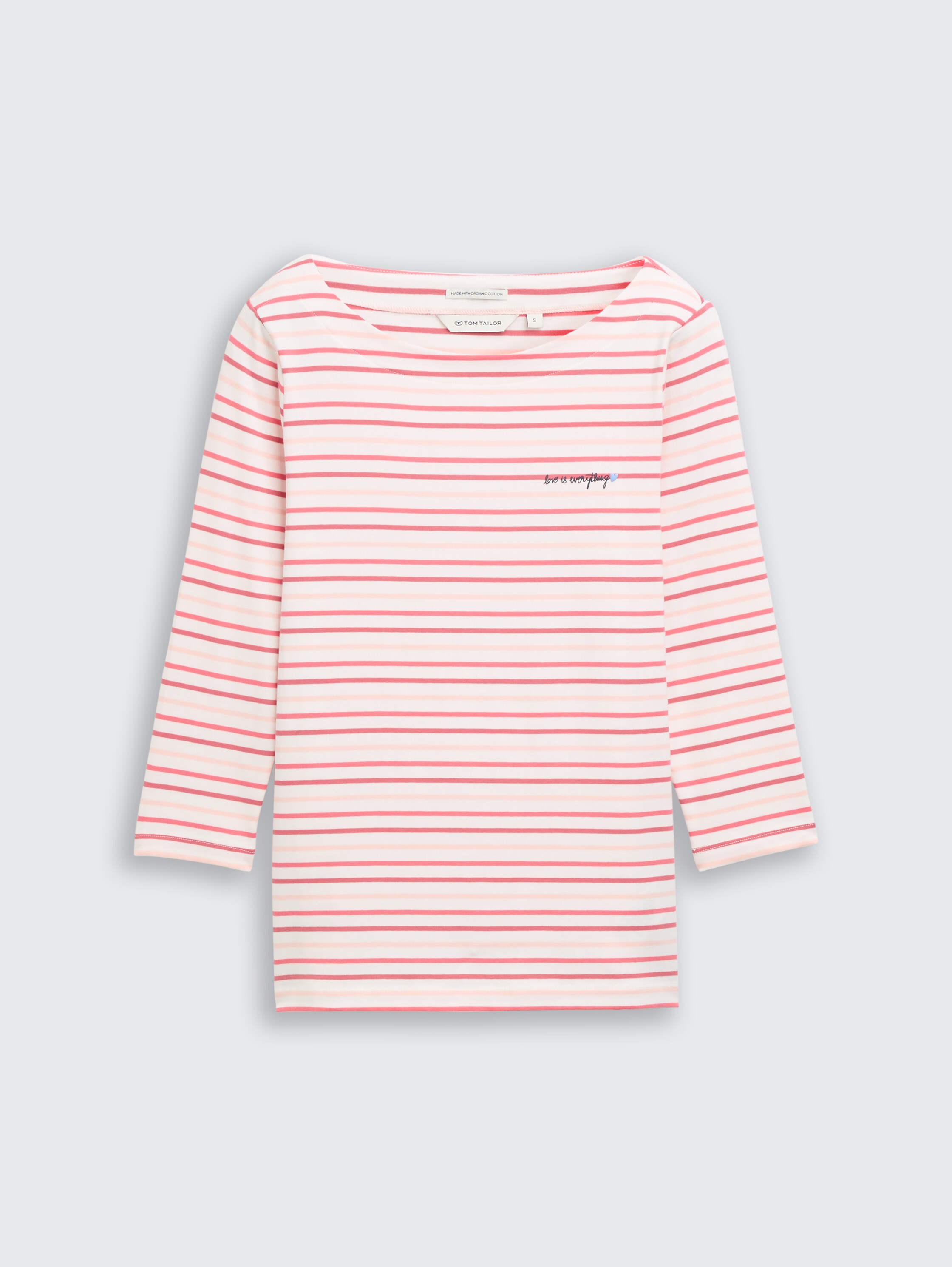 Long-sleeved shirt with striped pattern - red stripe - Front product view