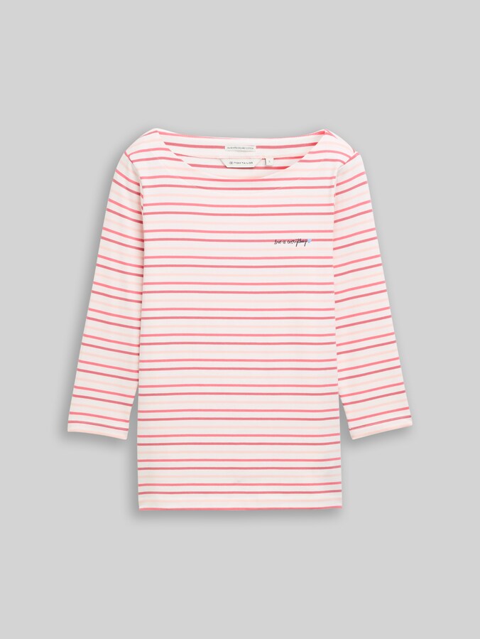 T-shirt à manches longues à rayures par Women, red stripe