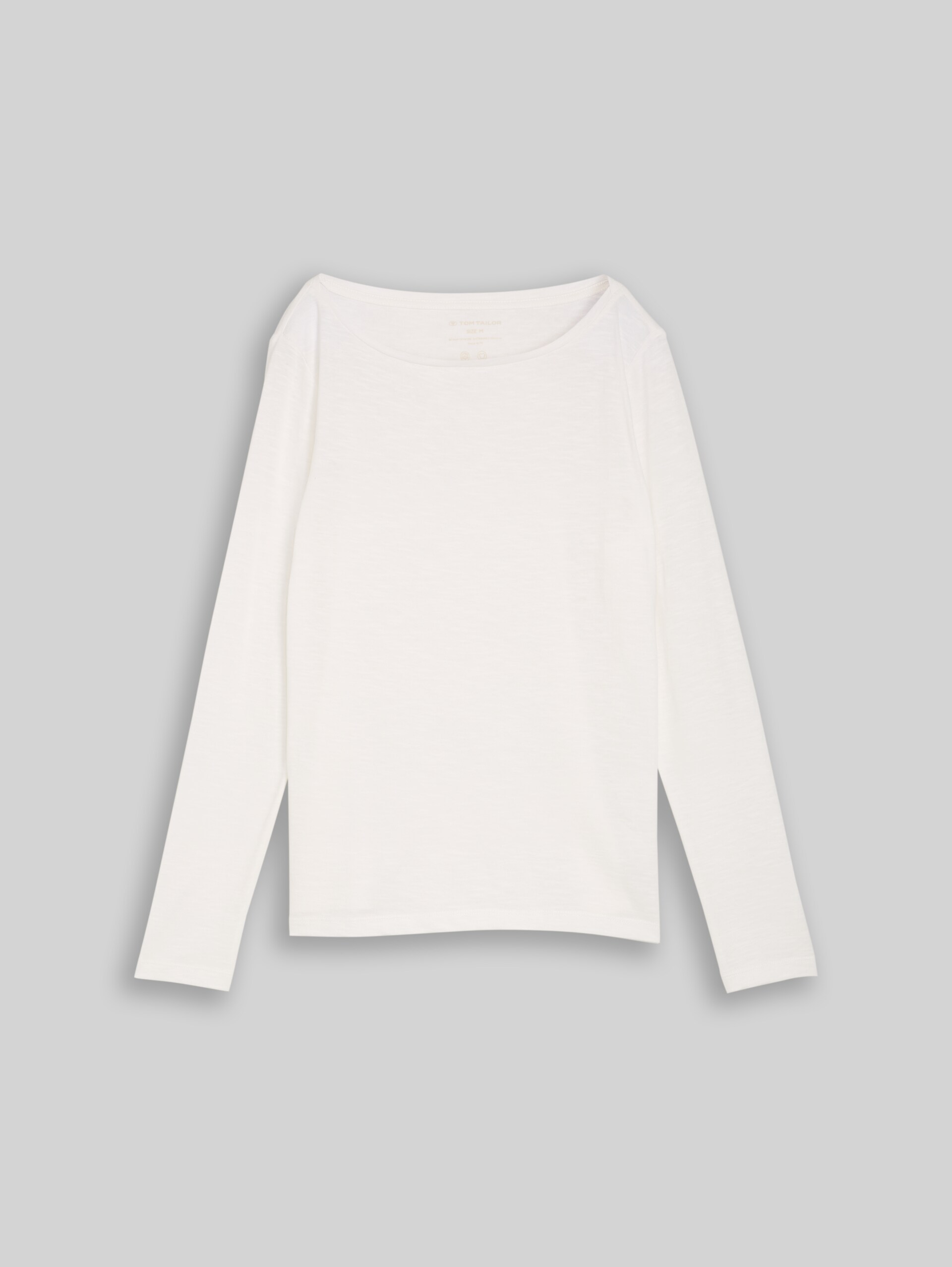 Basic long-sleeved cotton shirt - Whisper White - Front product view