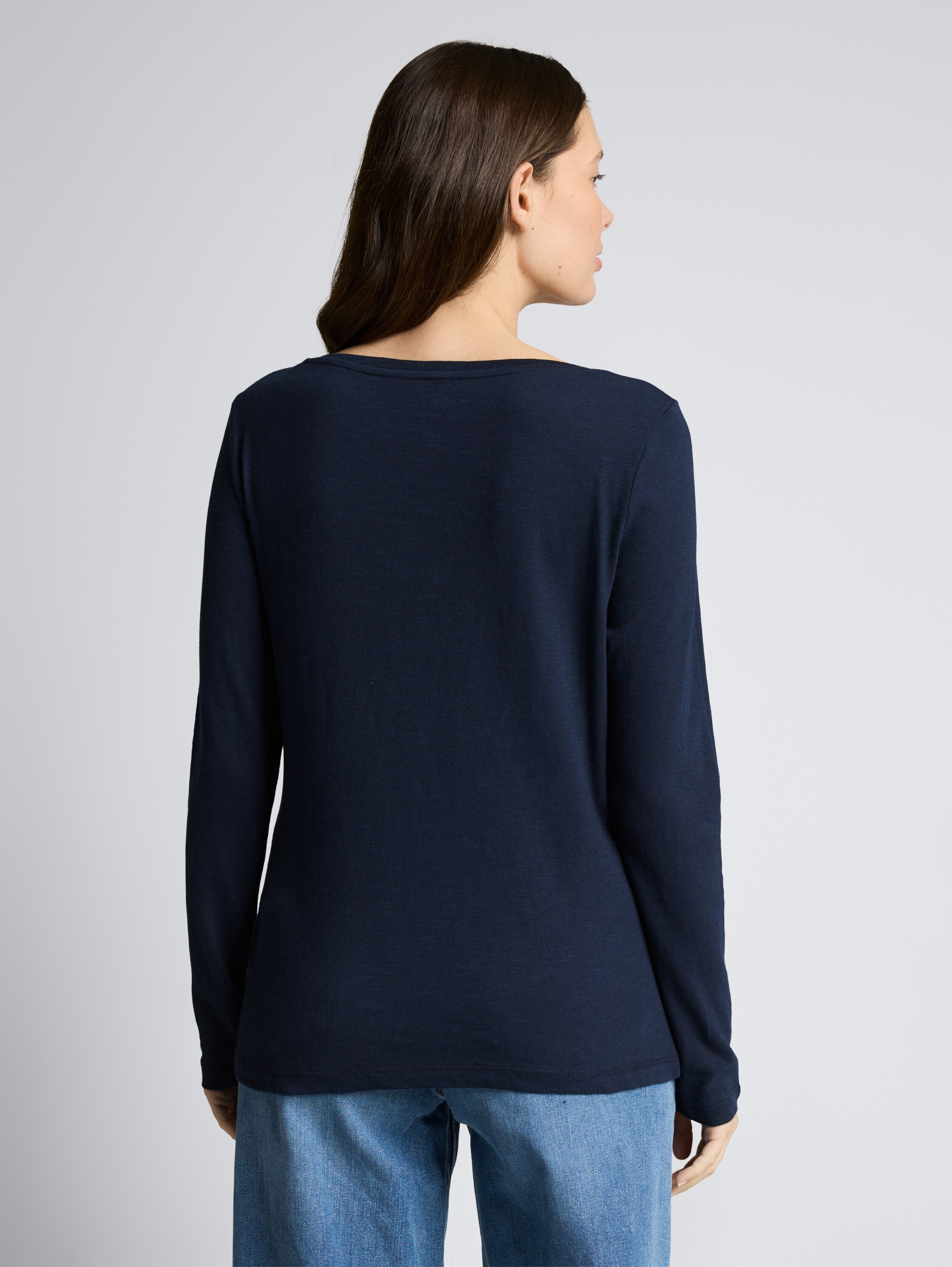 T-shirt basique à manches longues en coton - sky captain blue - Découpe Vue arrière du modèle