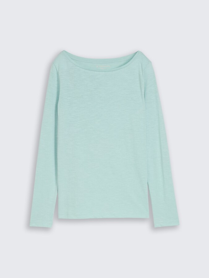 Basic long-sleeved cotton shirt by Women, blue haze