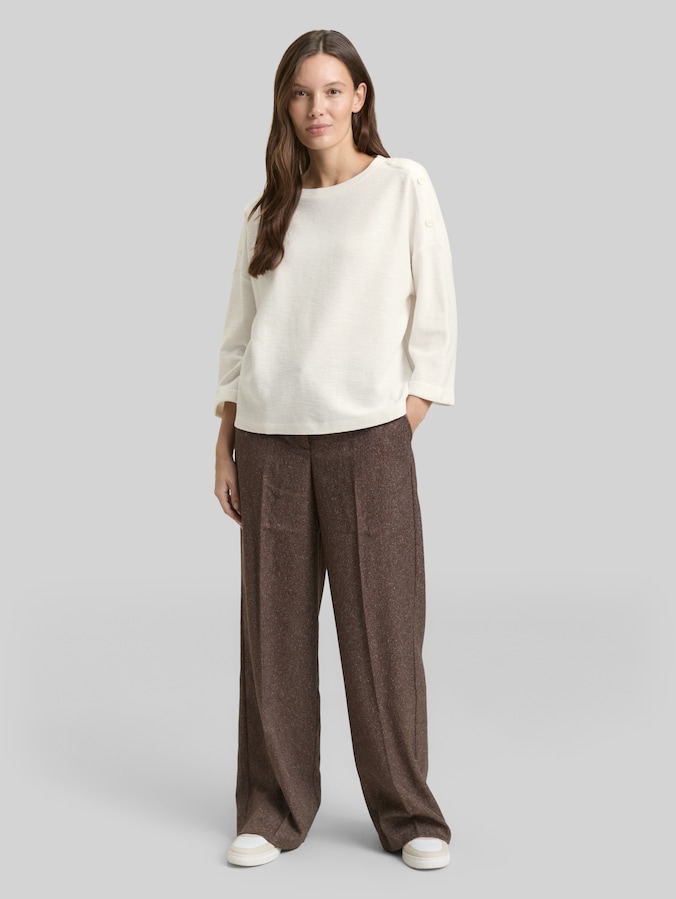 Langarmshirt mit Knopf-Details von Women, Whisper White
