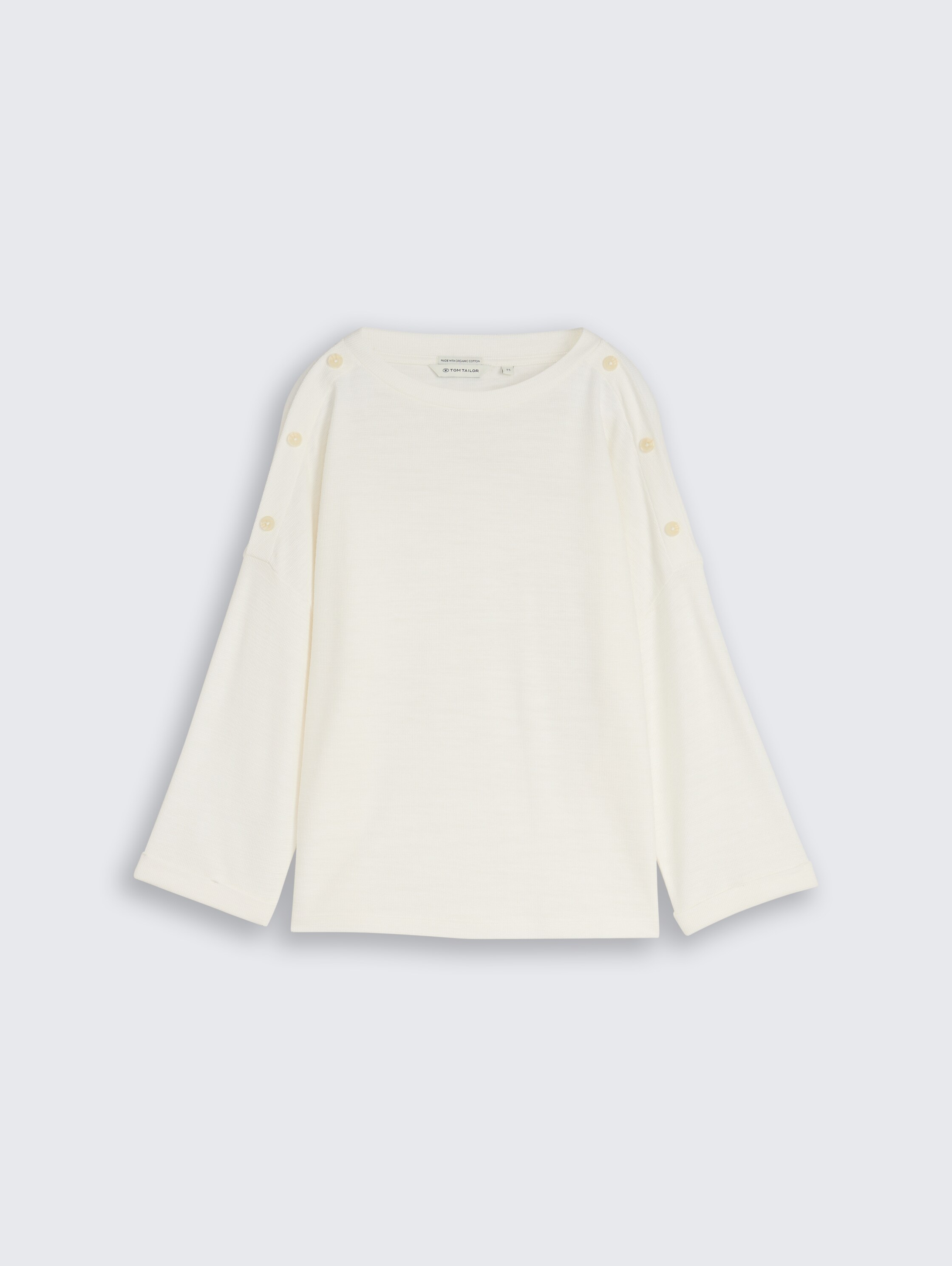 T-shirt à manches longues avec détails boutonnés - Whisper White - Vue de face du produit