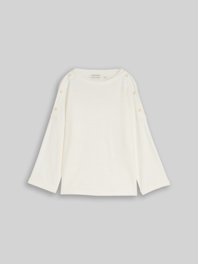 T-shirt à manches longues avec détails boutonnés par Women, Whisper White
