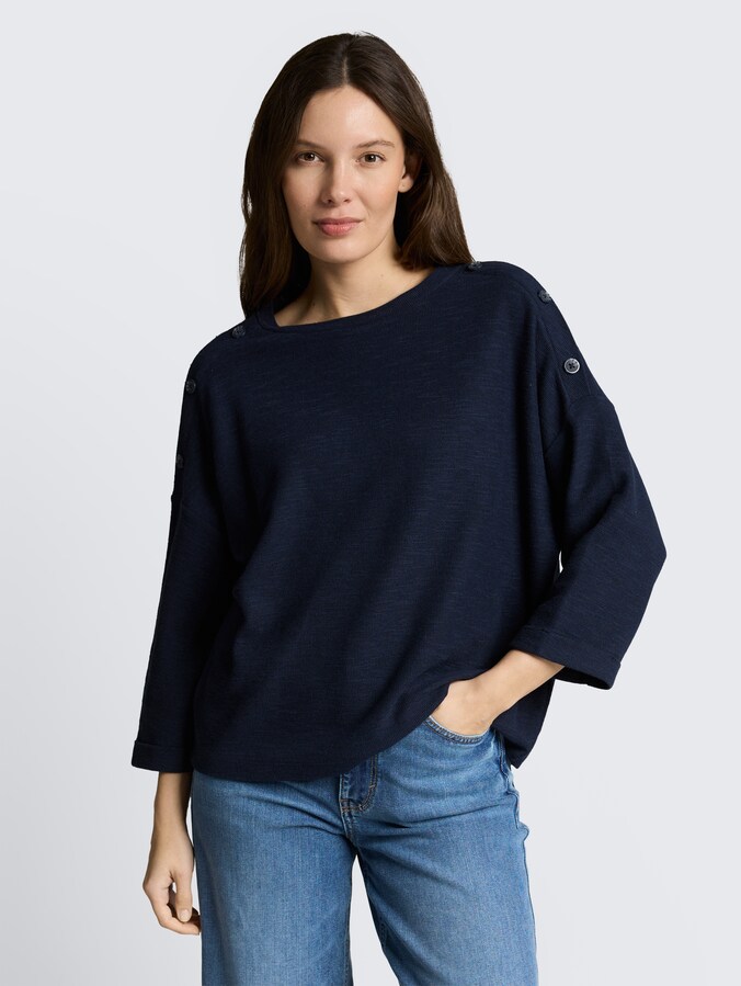 Long-sleeved top with button details by Women, sky captain blue