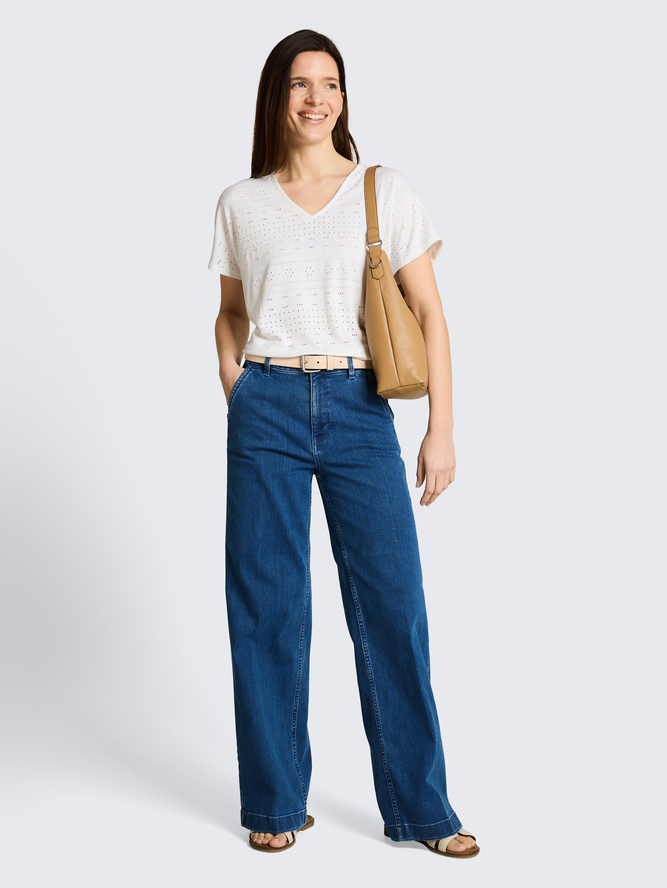 Loose fit ajour T-shirt - whisper_white - 