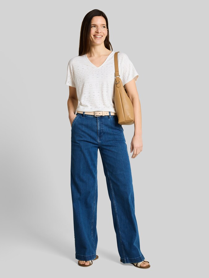 Loose Fit Ajour T-Shirt von Women, Whisper White