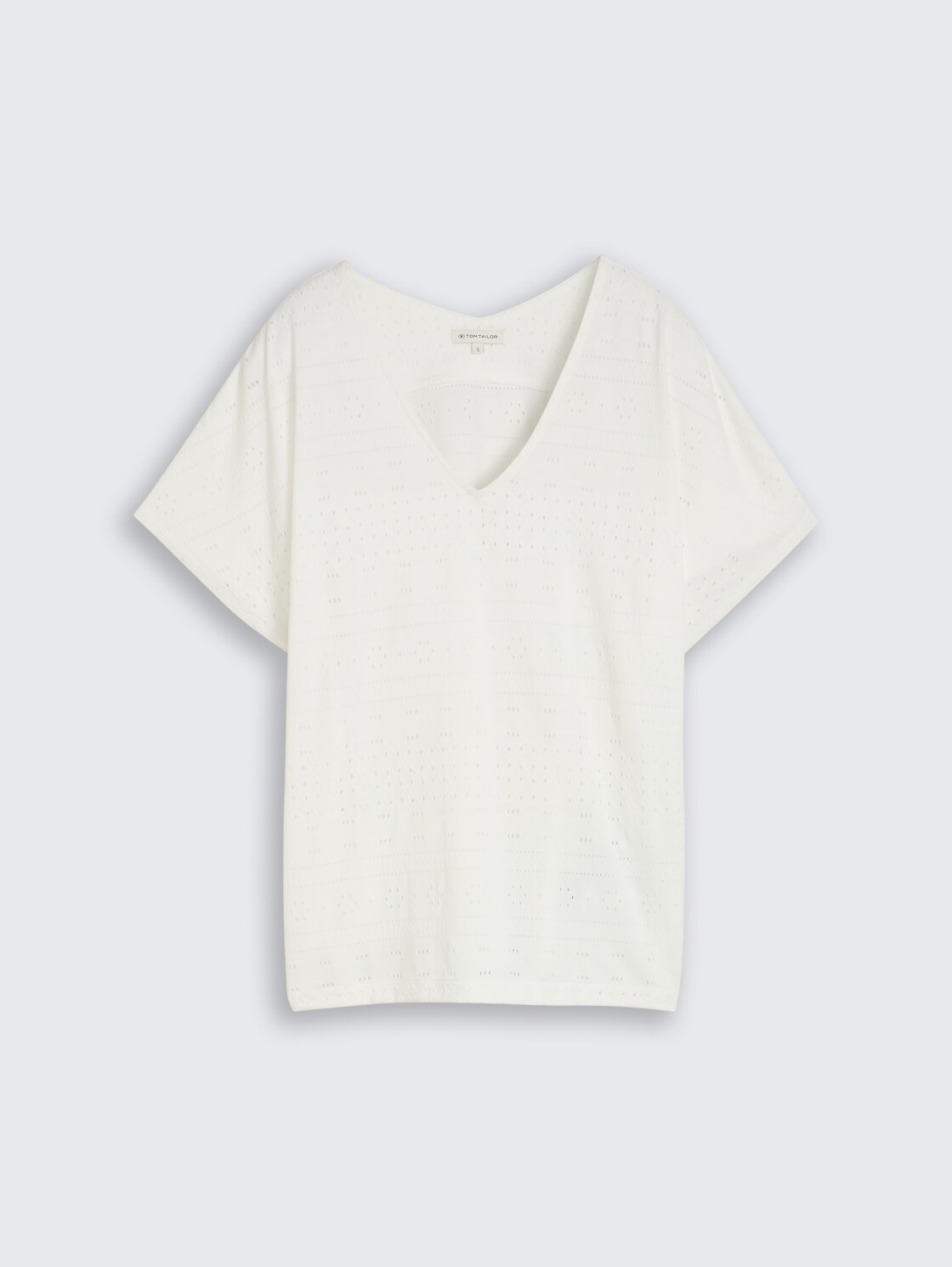 Loose Fit Ajour T-Shirt - Whisper White - Vorder-Produkt-Ansicht