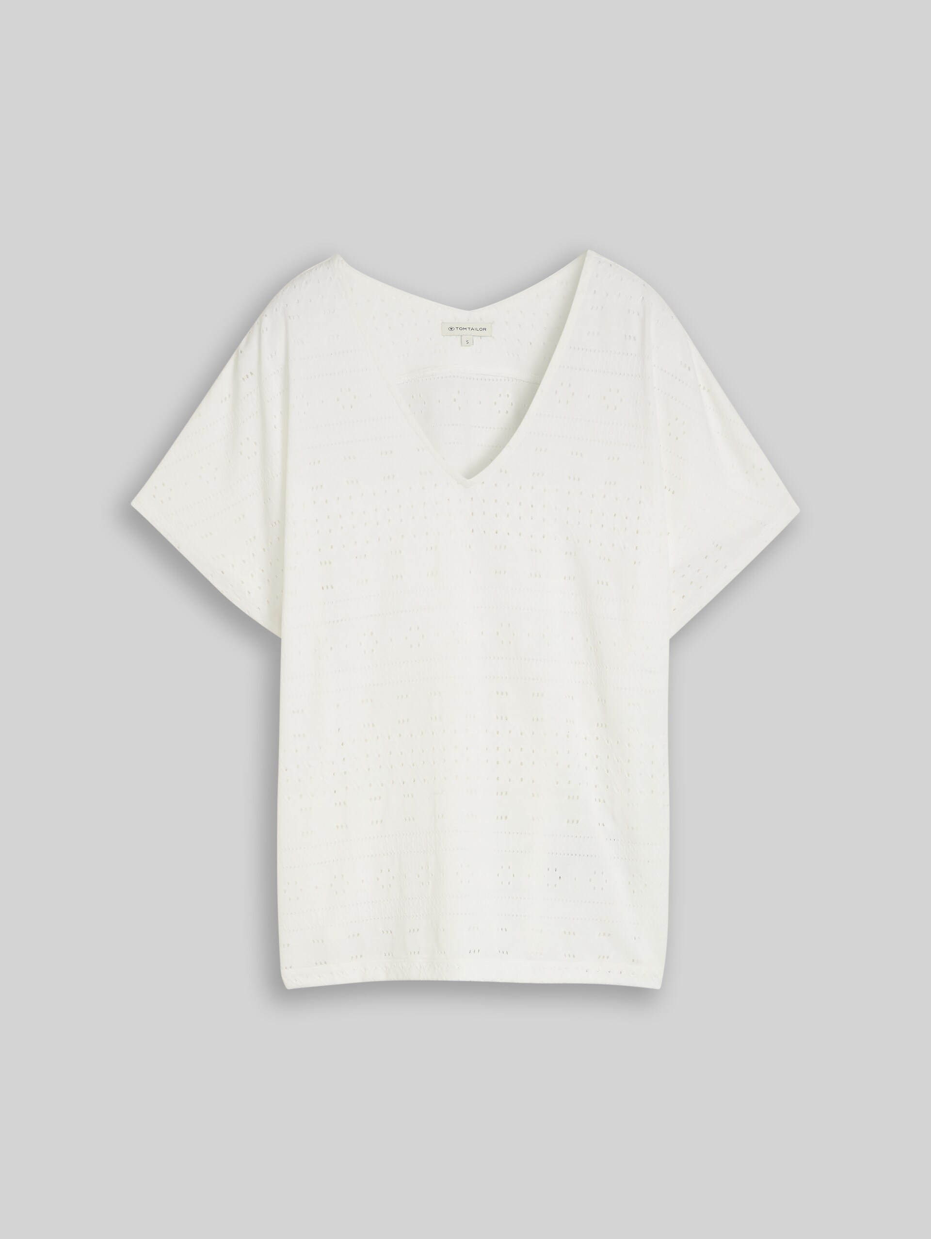 Loose fit ajour T-shirt - Whisper White - Front product view