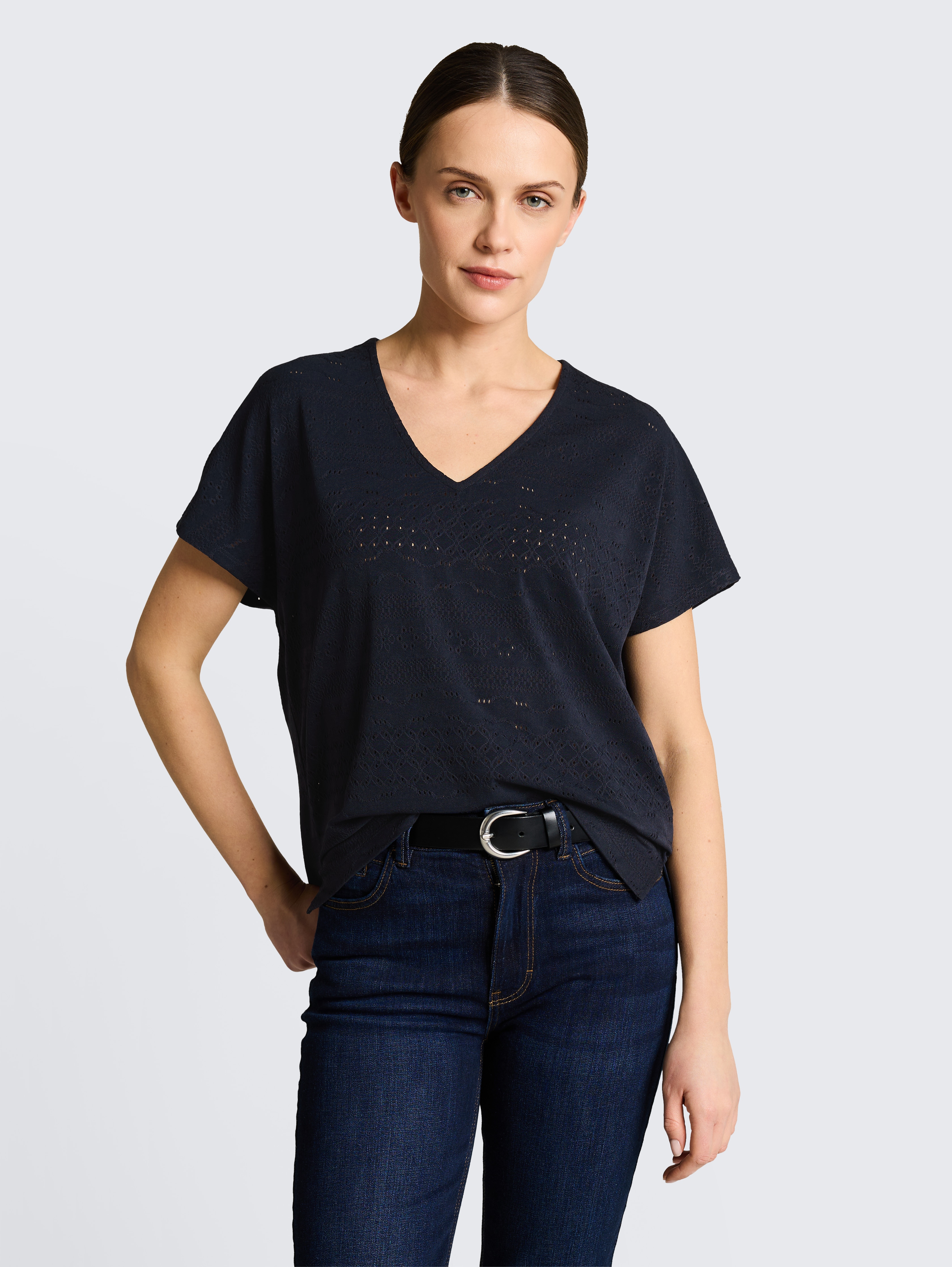Loose Fit Ajour T-Shirt von Women, sky captain blue