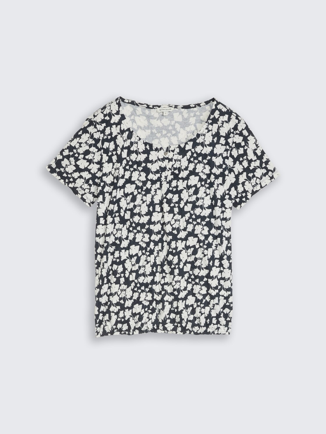 Crinkle T-Shirt mit Muster - blue ginkgo minimal - Vorder-Produkt-Ansicht