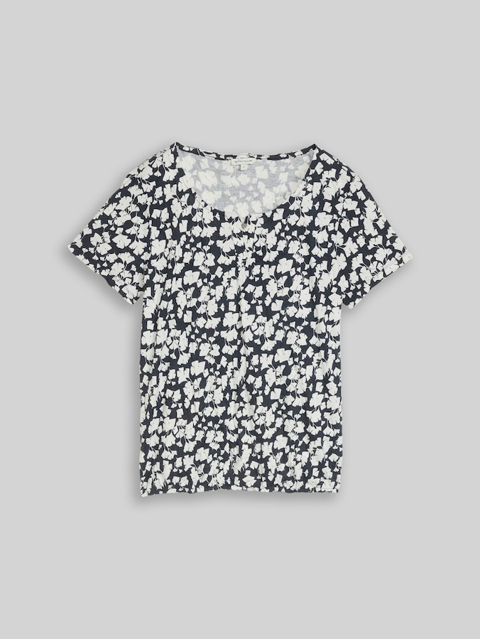 Crinkle T-shirt met patroon door Women, blue ginkgo minimal