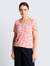 T-shirt froissé à motifs - coral pink ginkgo minimal - Découpe Vue de face du modèle