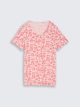 T-shirt froissé à motifs - coral pink ginkgo minimal - Vue de face du produit