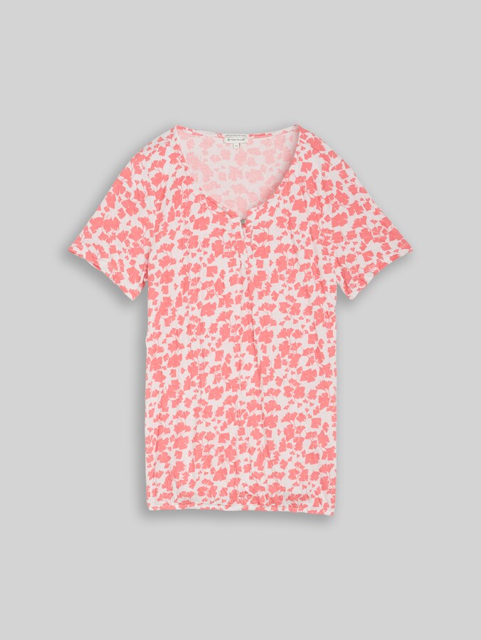 T-shirt froissé à motifs par Women, coral pink ginkgo minimal