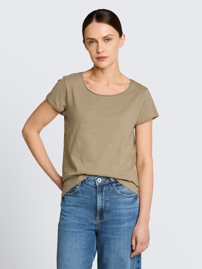 Cotton T-shirt by Women, Silver Olive