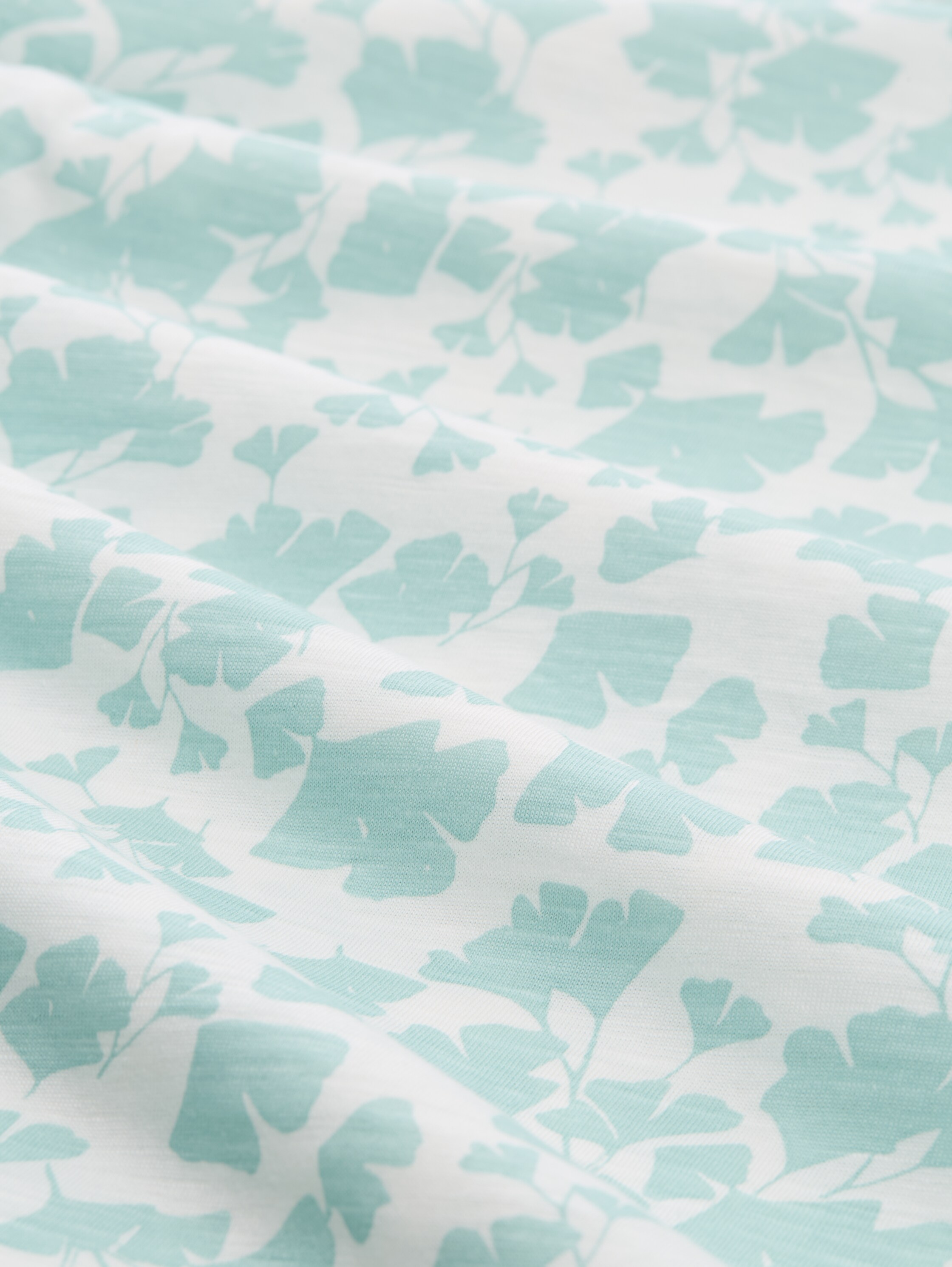 T-shirt van katoen - green ginkgo minimal - Materiaalweergave