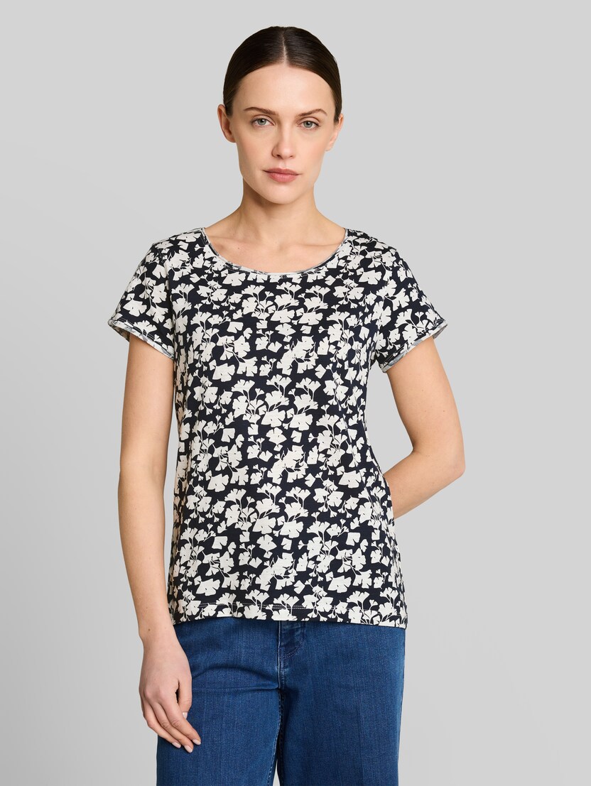 T-shirt van katoen door Women, blue ginkgo minimal