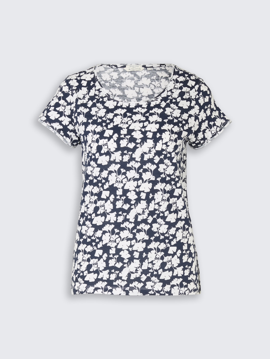 T-Shirt aus Baumwolle - blue ginkgo minimal - Vorder-Produkt-Ansicht