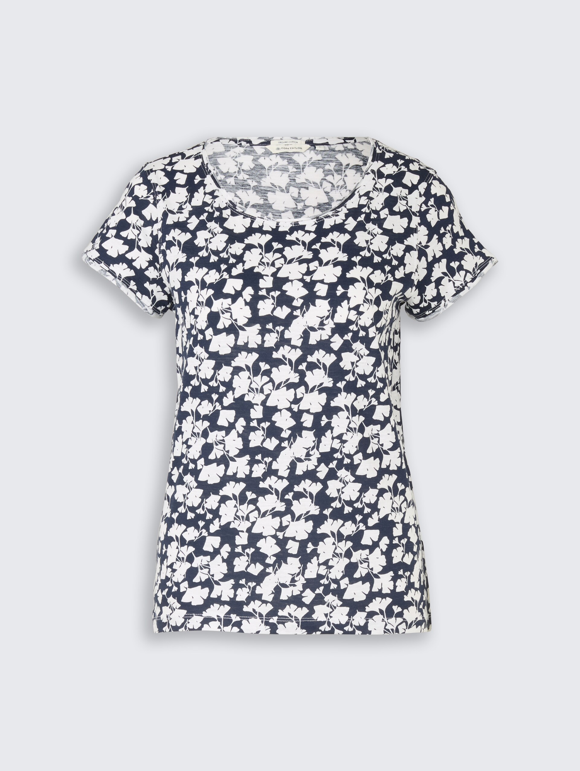 T-Shirt aus Baumwolle - blue ginkgo minimal - Vorder-Produkt-Ansicht