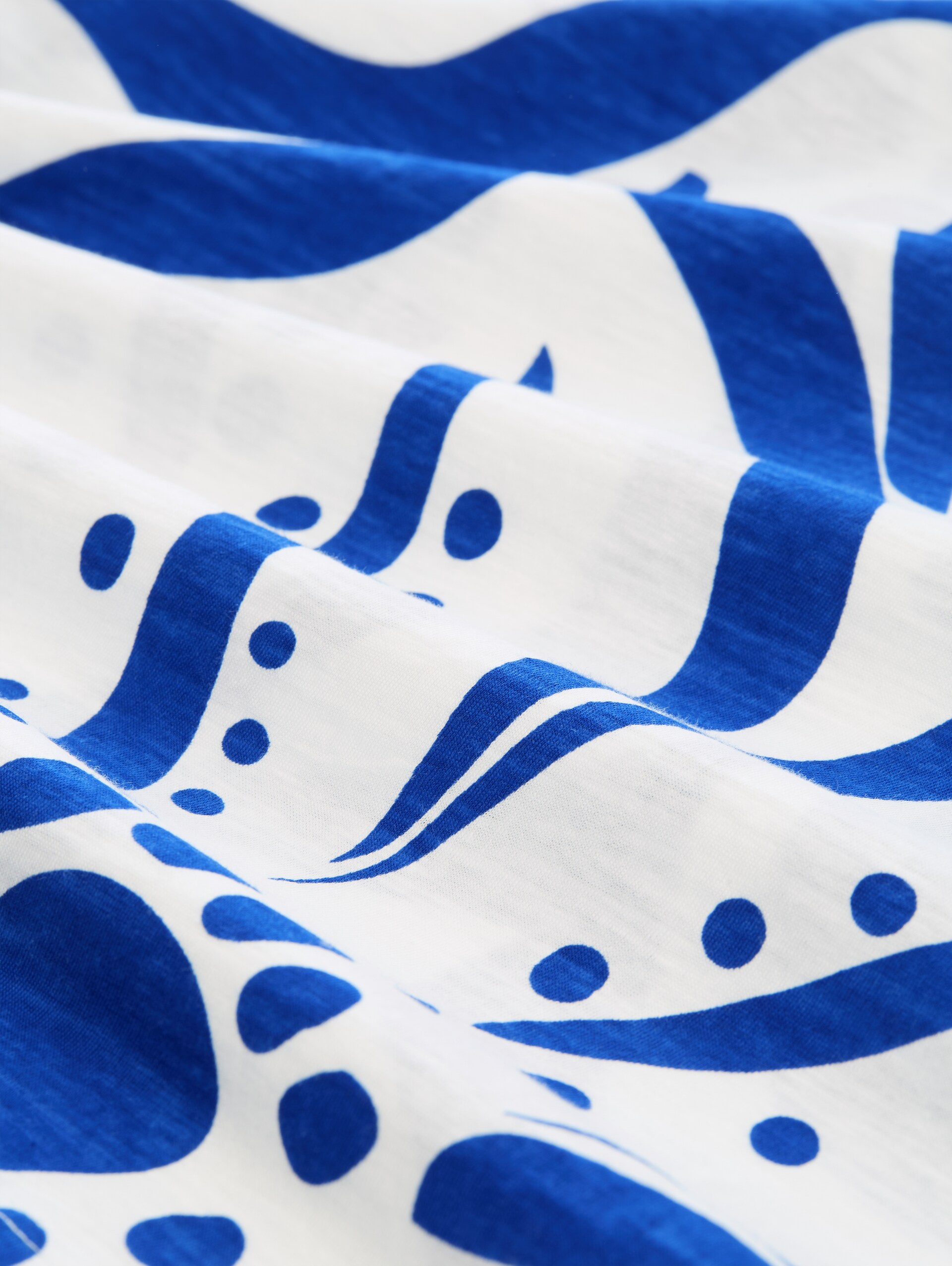 T-shirt van katoen - royal blue flower - Materiaalweergave