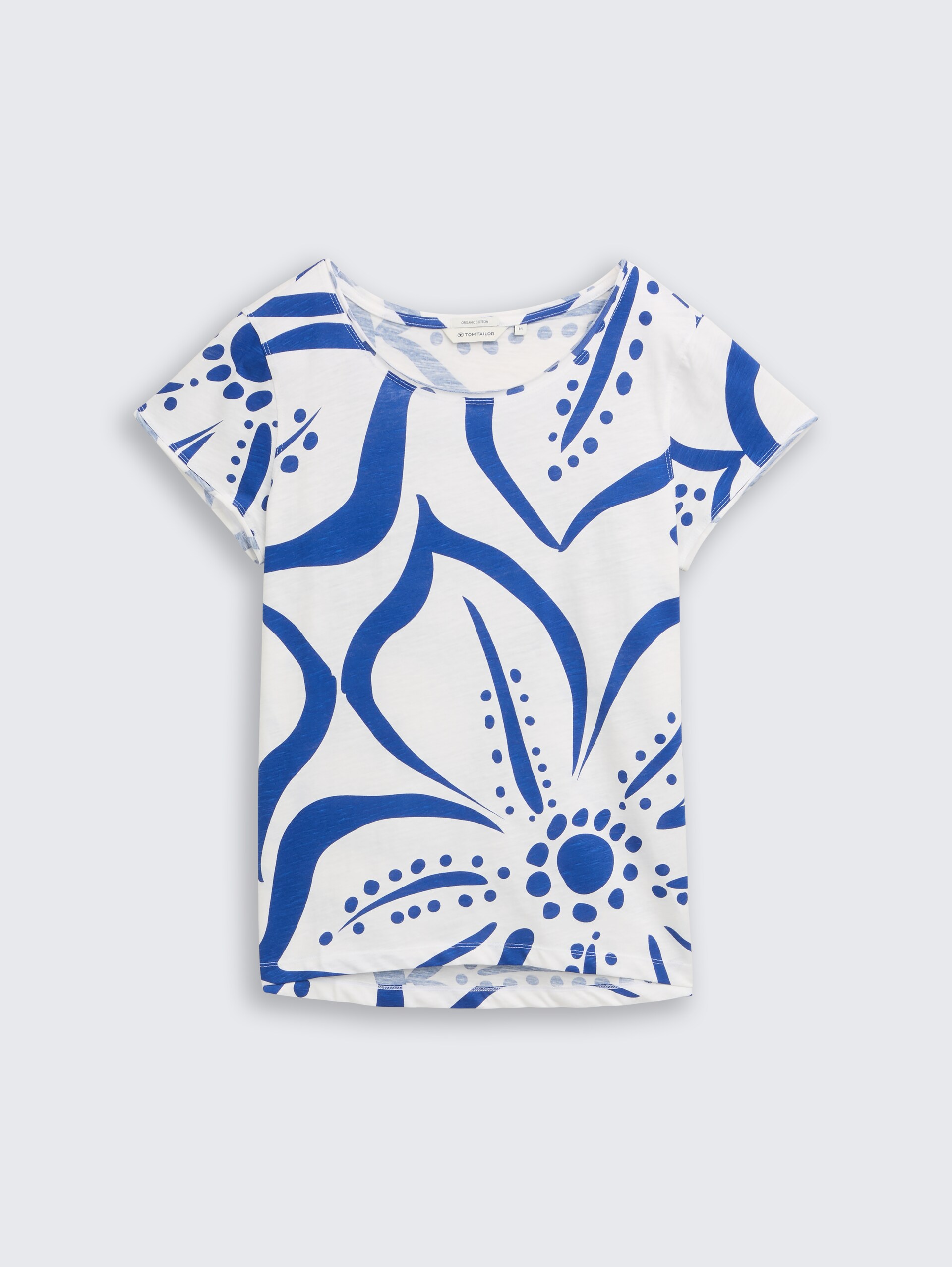 T-shirt van katoen - royal blue flower - Product vooraanzicht