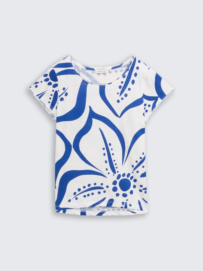 T-Shirt aus Baumwolle von Women, royal blue flower