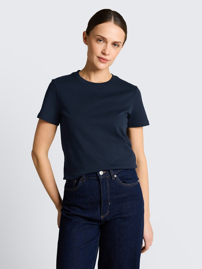 Basic T-shirt van katoen door Women, sky captain blue
