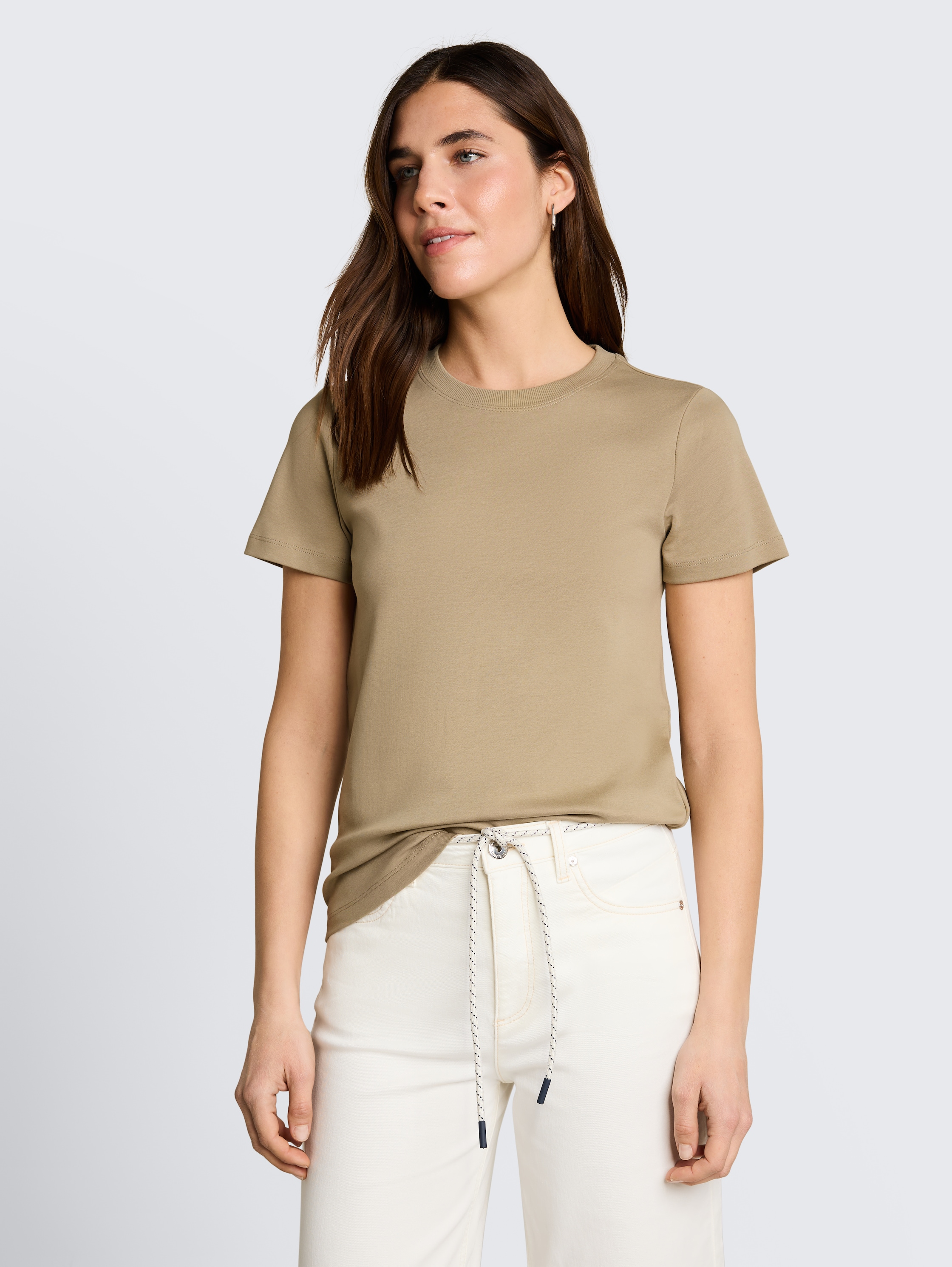 Basic T-Shirt aus Baumwolle - silver_olive - 
