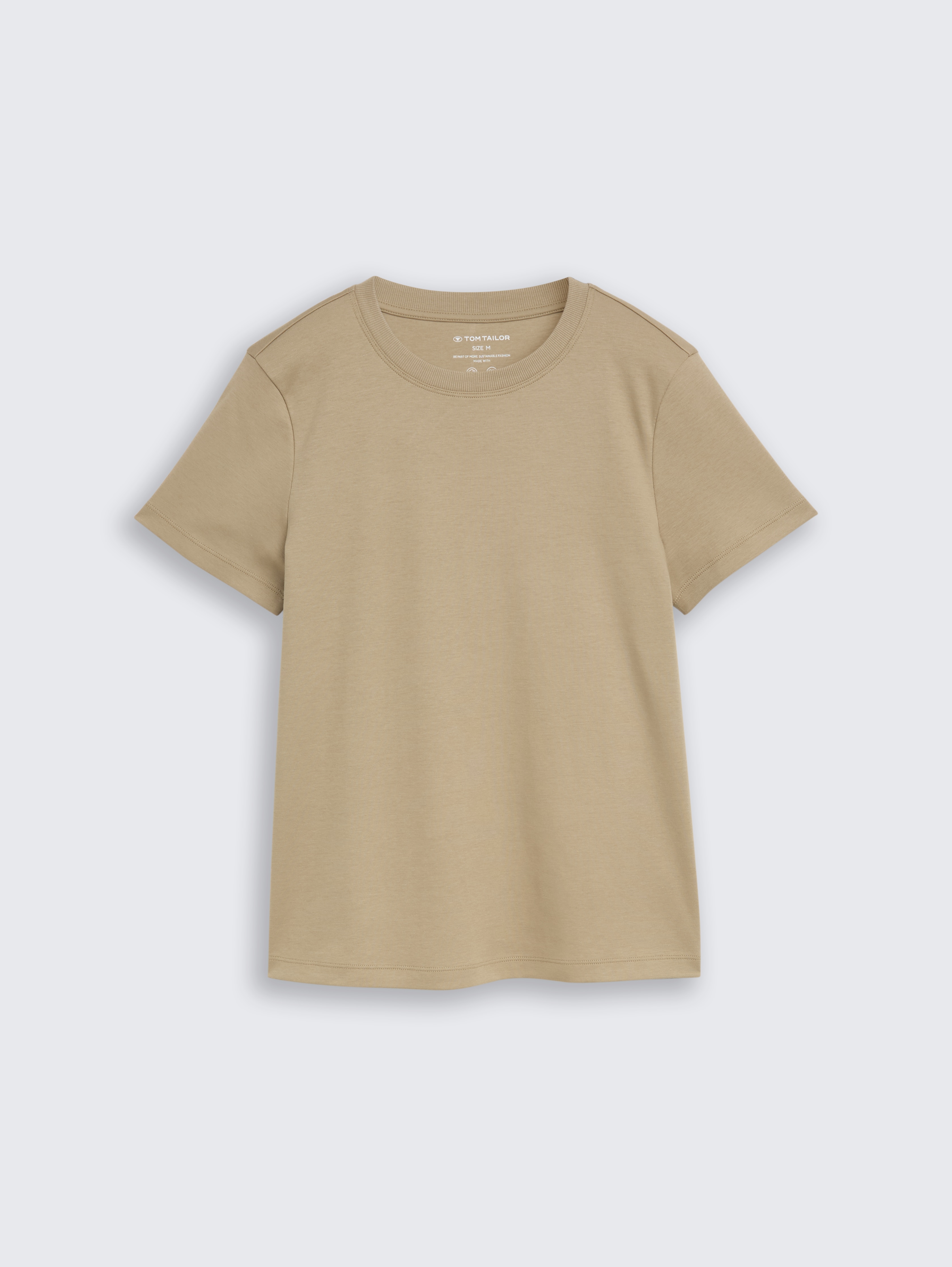 Basic T-shirt van katoen door Women, Silver Olive