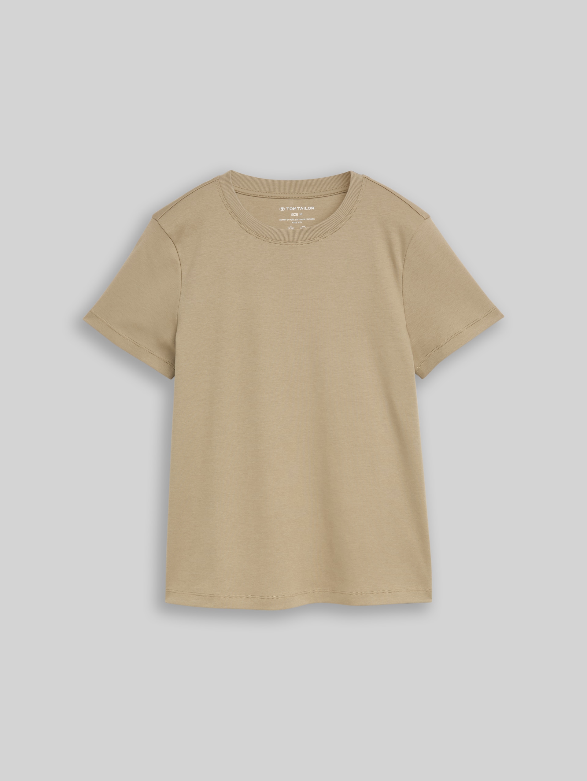 Basic cotton T-shirt - Silver Olive - Front product view