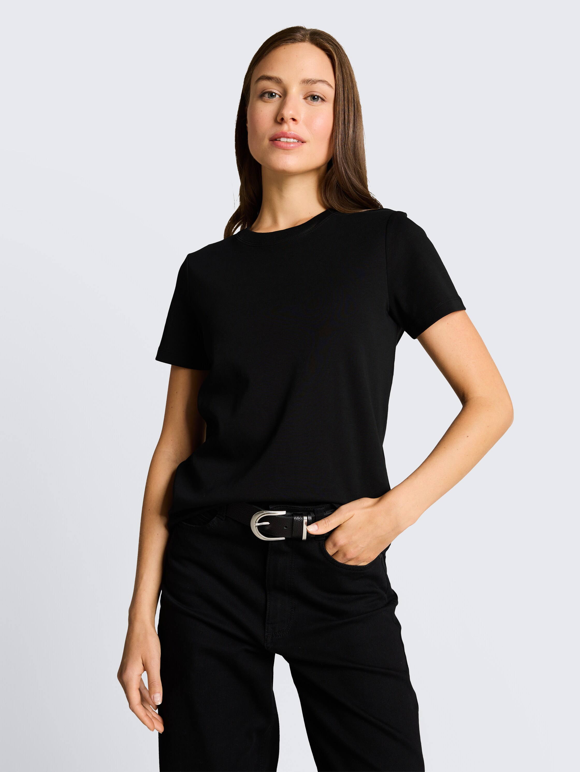 Basic T-shirt van katoen - deep_black_1 - 