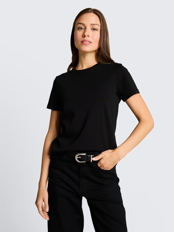 Basic T-shirt van katoen door Women, deep black