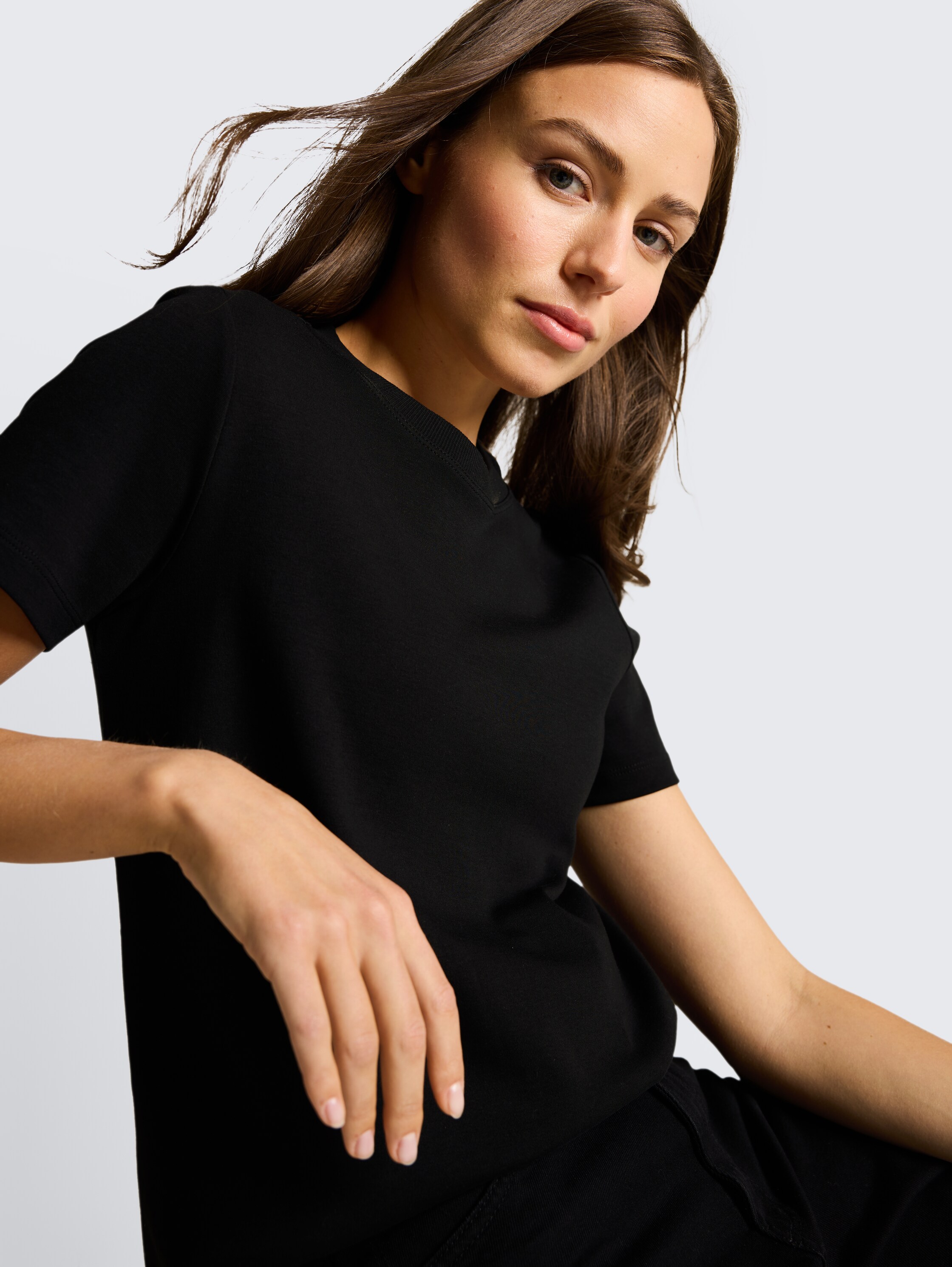 Basic T-shirt van katoen - deep_black_1 - 