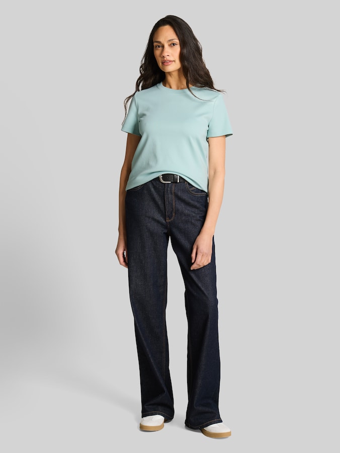 Basic T-shirt van katoen door Women, blue haze