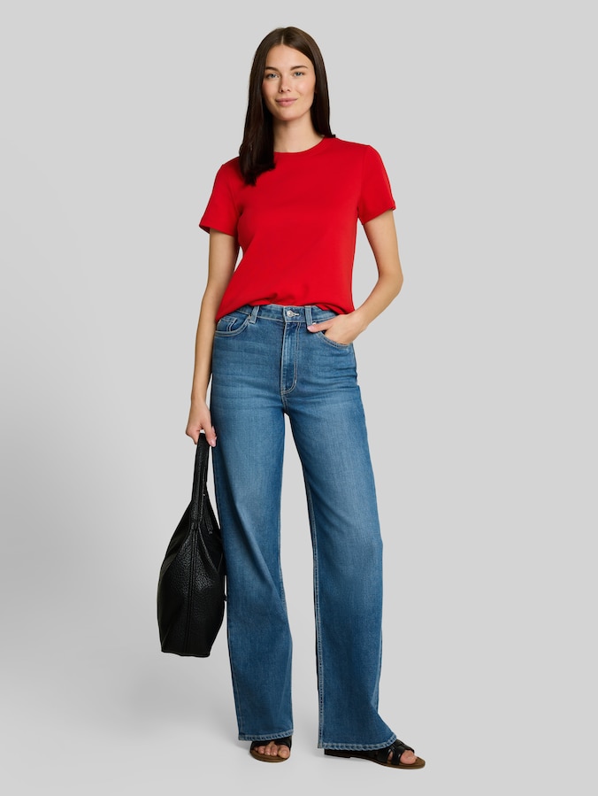 Basic katoenen T-shirt door Women, soft scarlet red