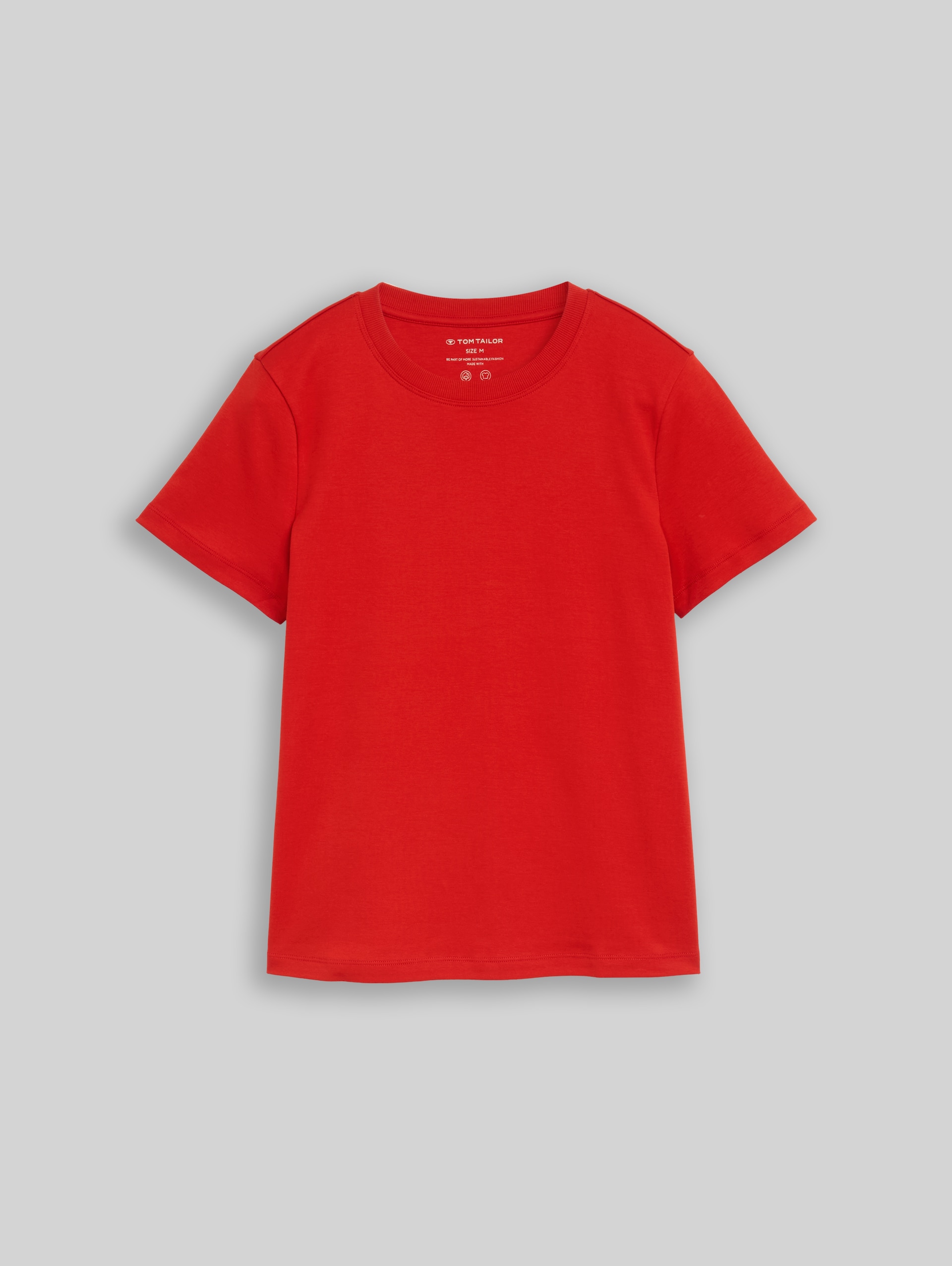 Basic cotton T-shirt - soft scarlet red - Front product view