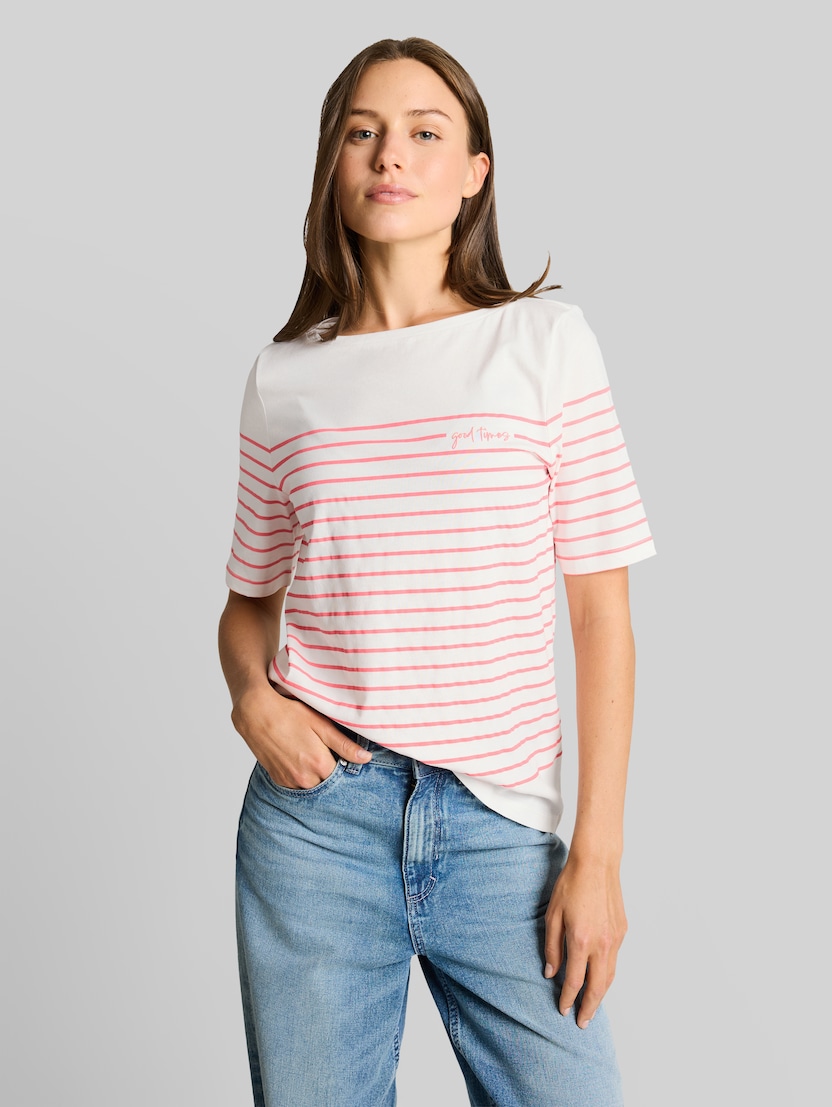 T-Shirt mit Streifenmuster von Women, Whisper White