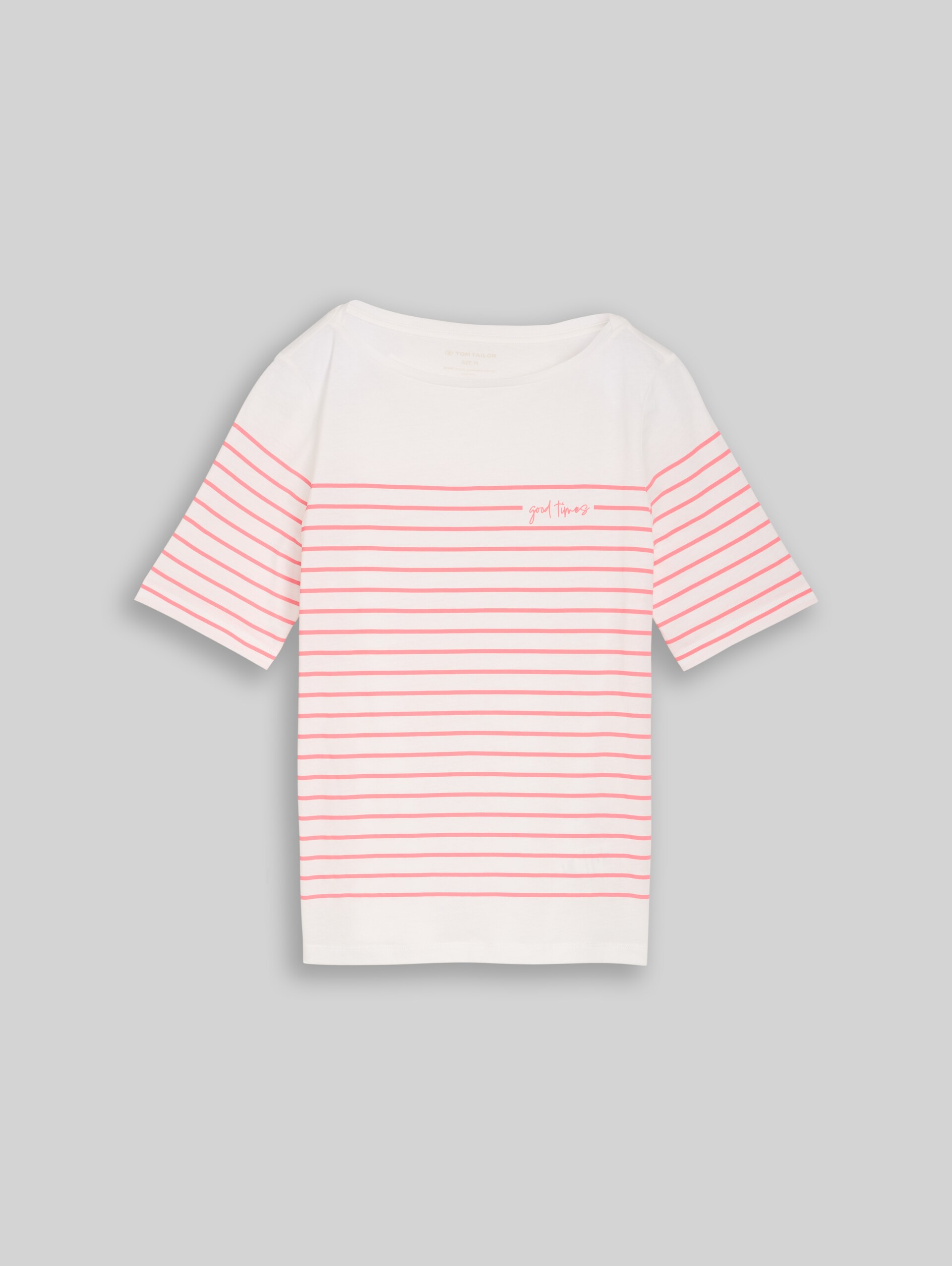 T-shirt with striped pattern - Whisper White - Front product view
