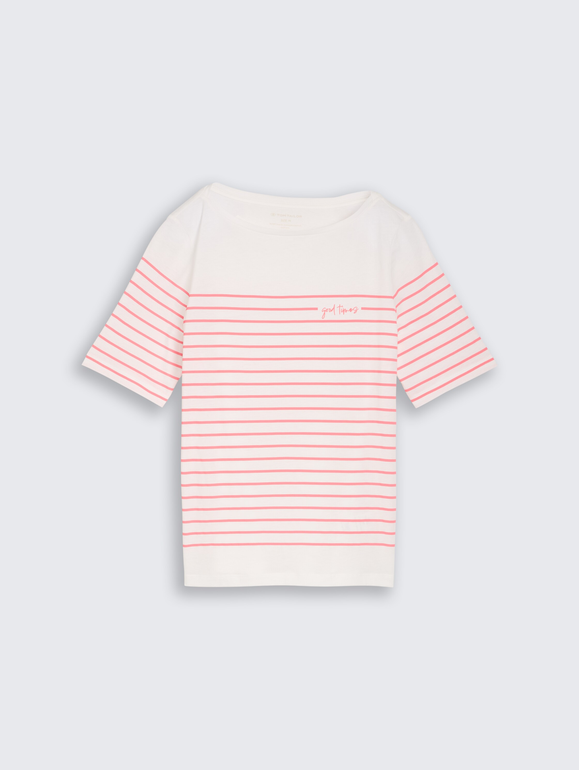 T-shirt met streepjesmotief - Whisper White - Product vooraanzicht