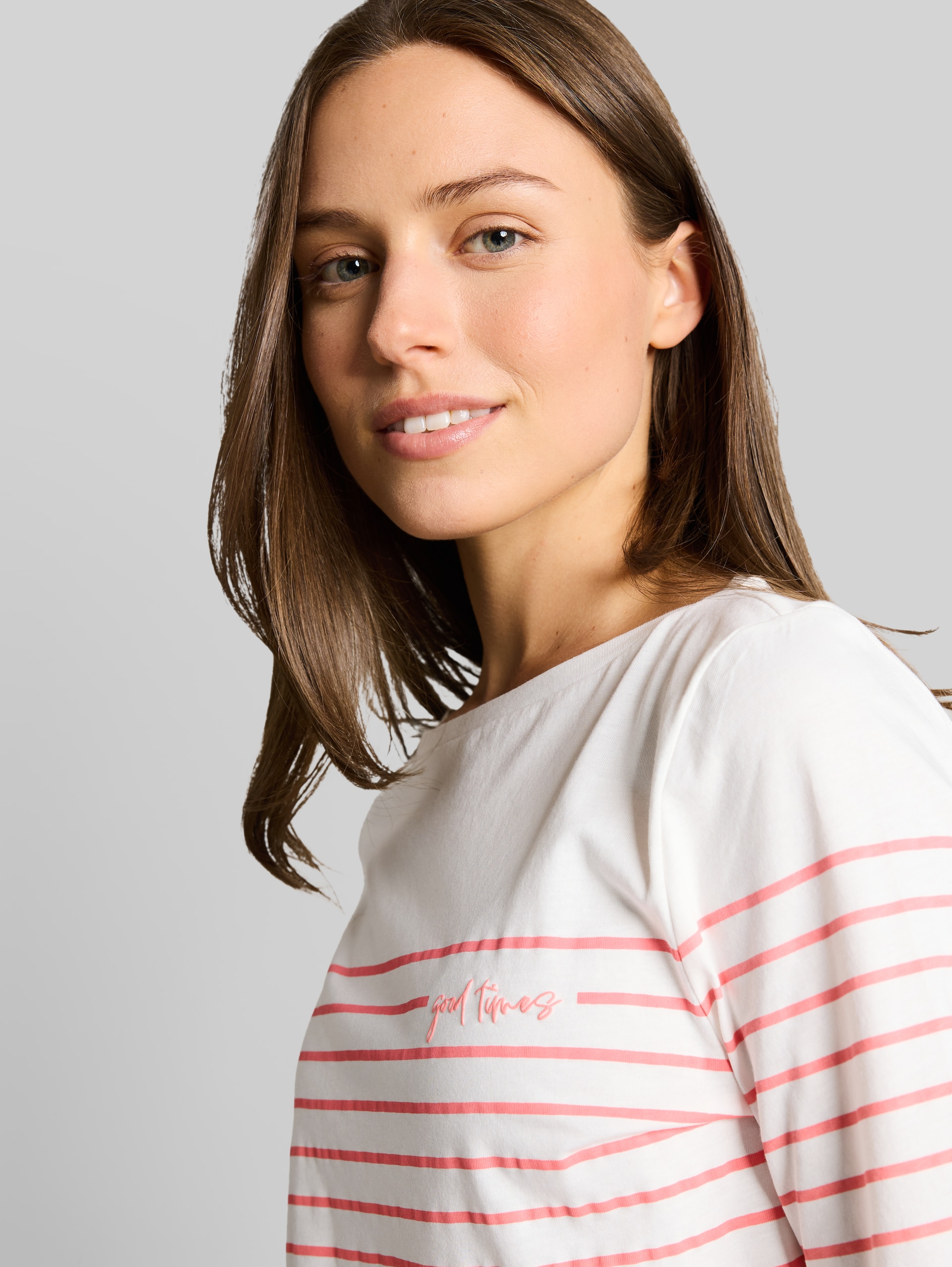 T-shirt with striped pattern - Whisper White - Detail model view