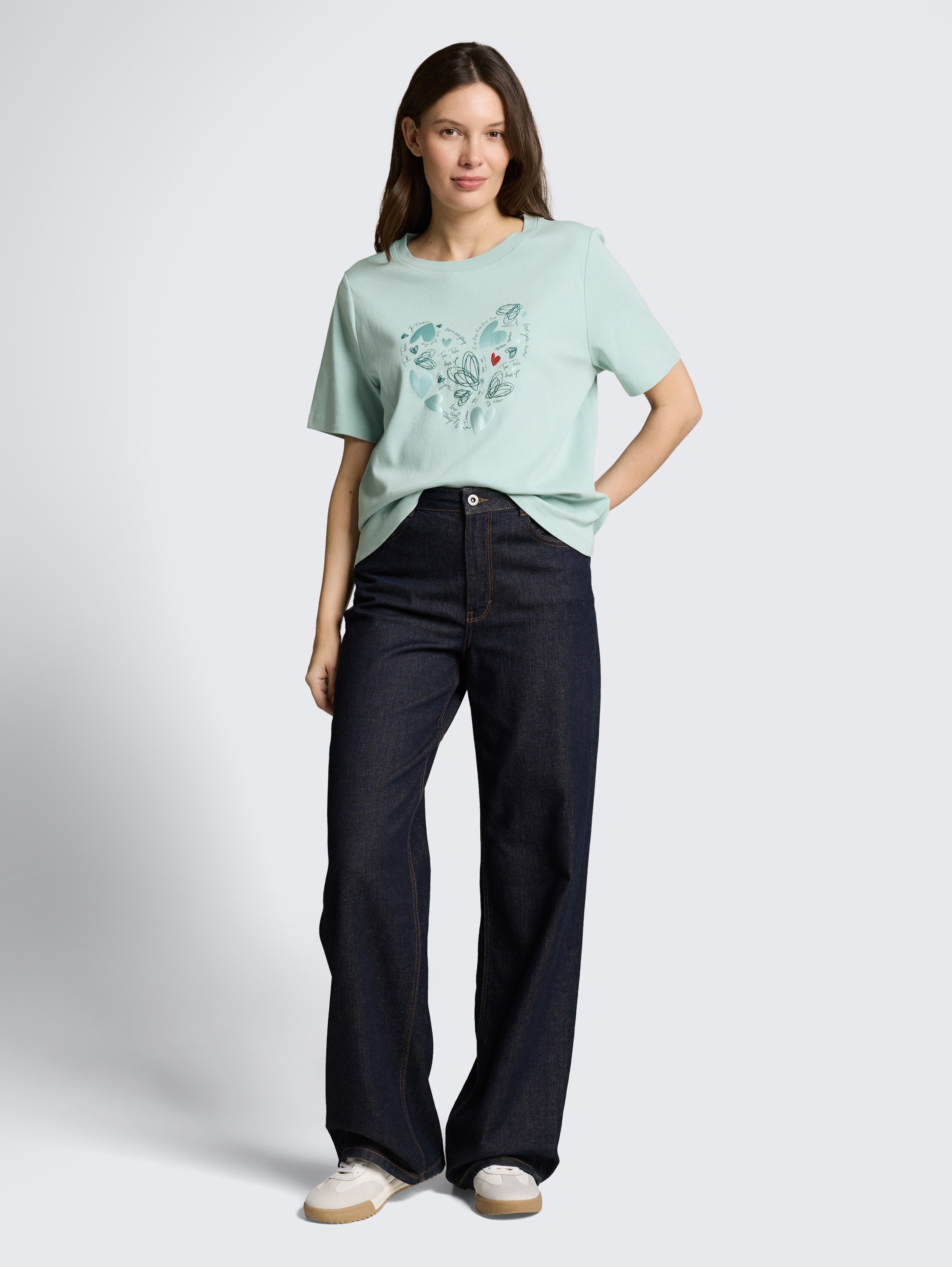 T-shirt van katoen - blue haze - Model vooraanzicht