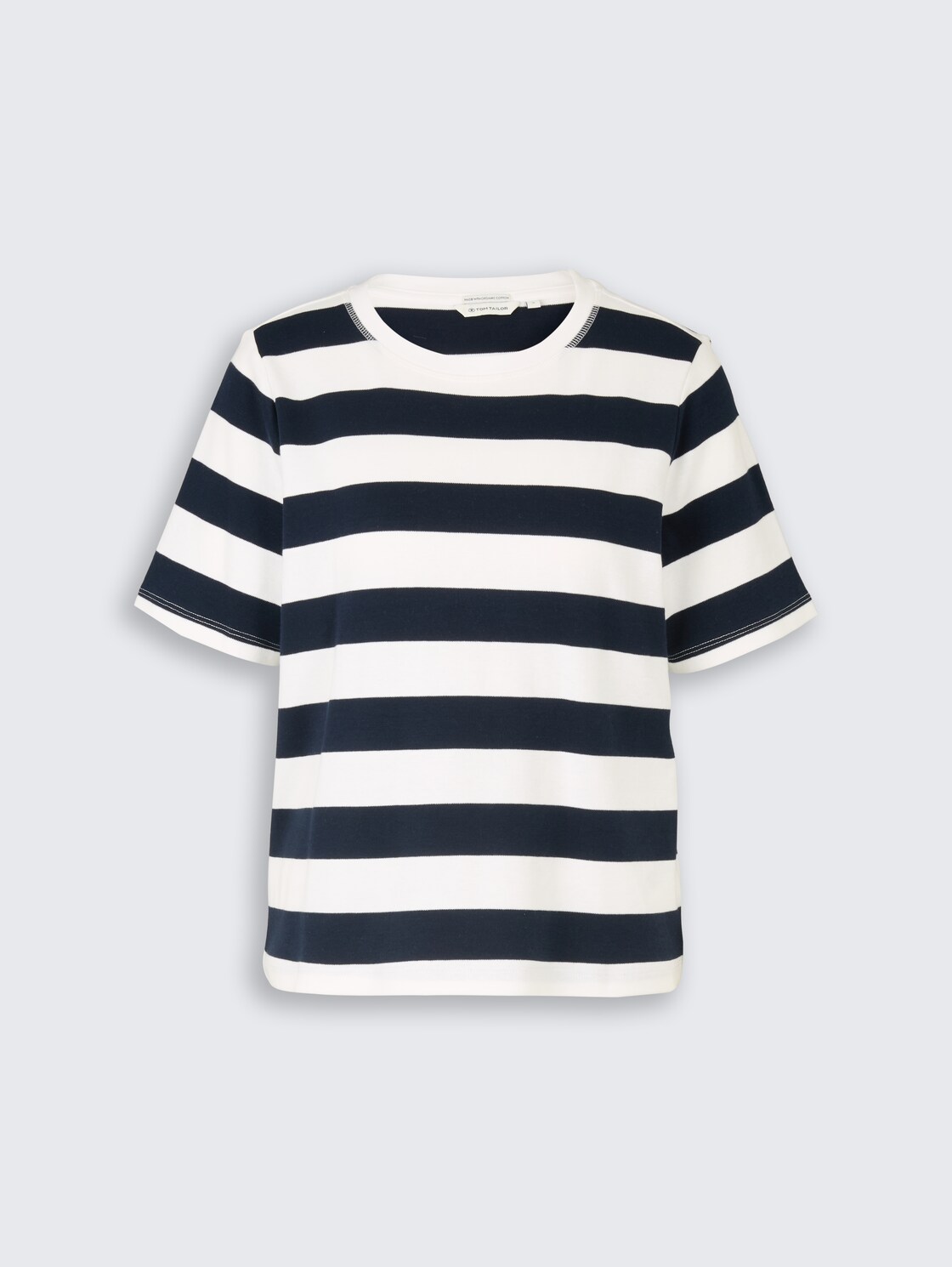T-Shirt aus Baumwolle - white navy bold stripe - Vorder-Produkt-Ansicht