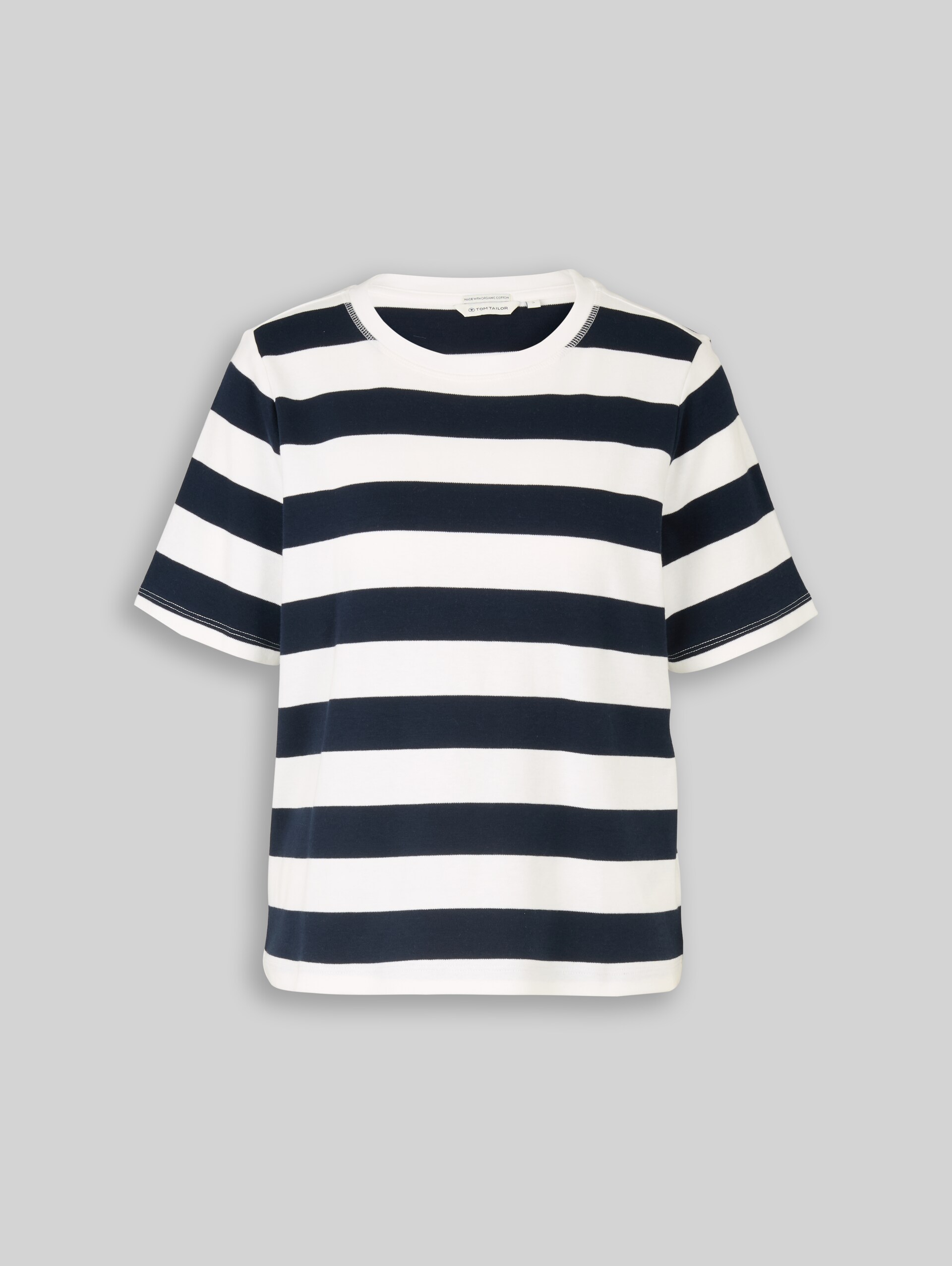 T-Shirt aus Baumwolle - white navy bold stripe - Vorder-Produkt-Ansicht