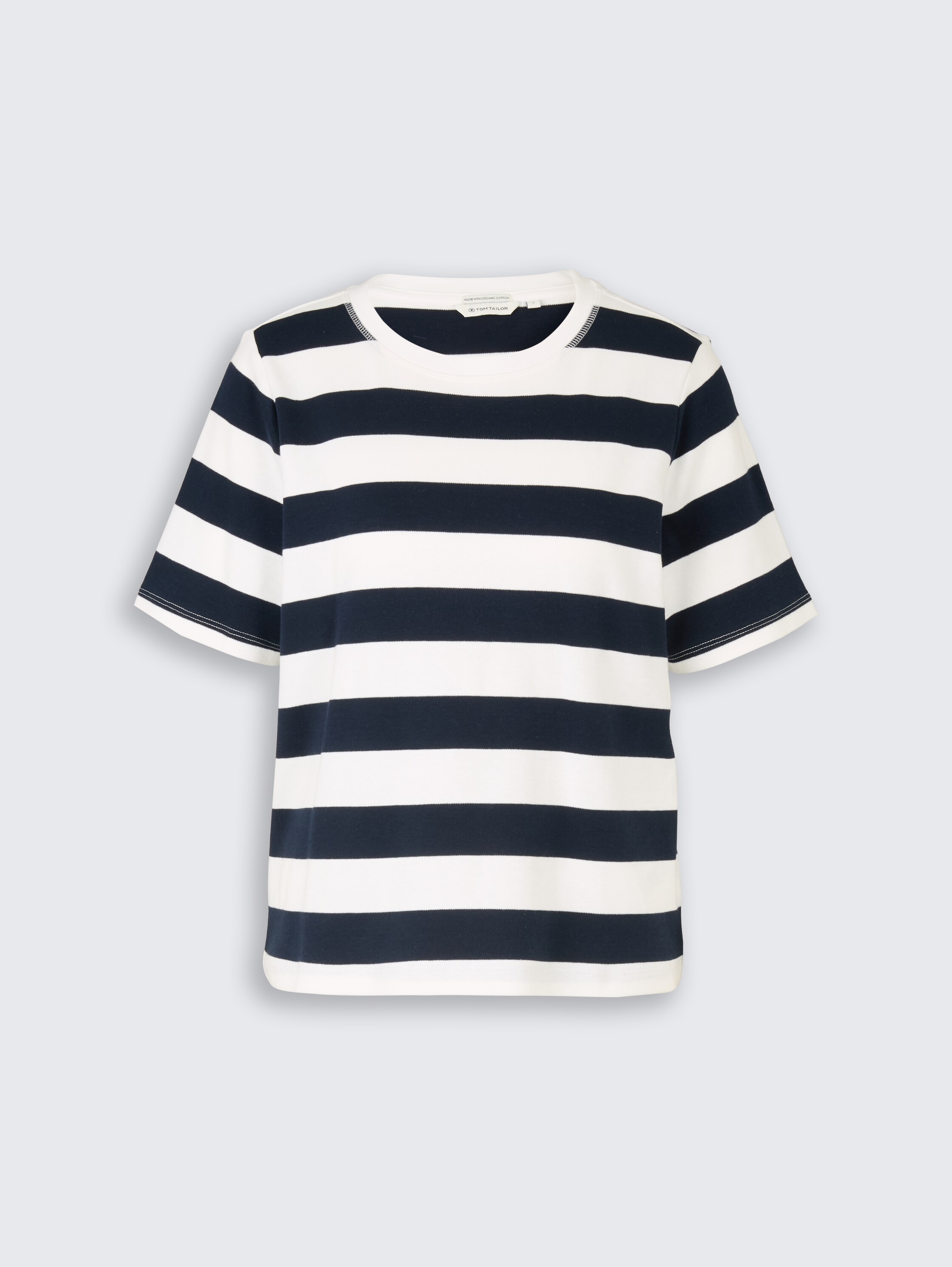 T-Shirt aus Baumwolle - white navy bold stripe - Vorder-Produkt-Ansicht