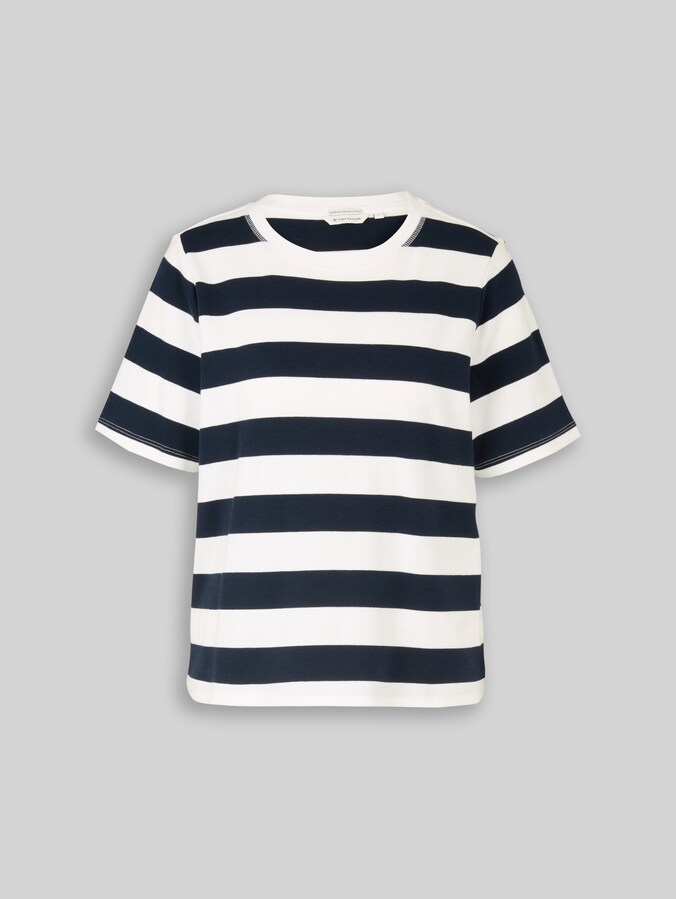 T-shirt en coton par Women, white navy bold stripe