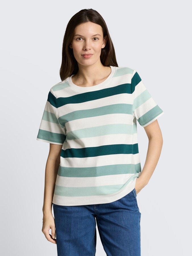 T-shirt van katoen door Women, white mint bold stripe