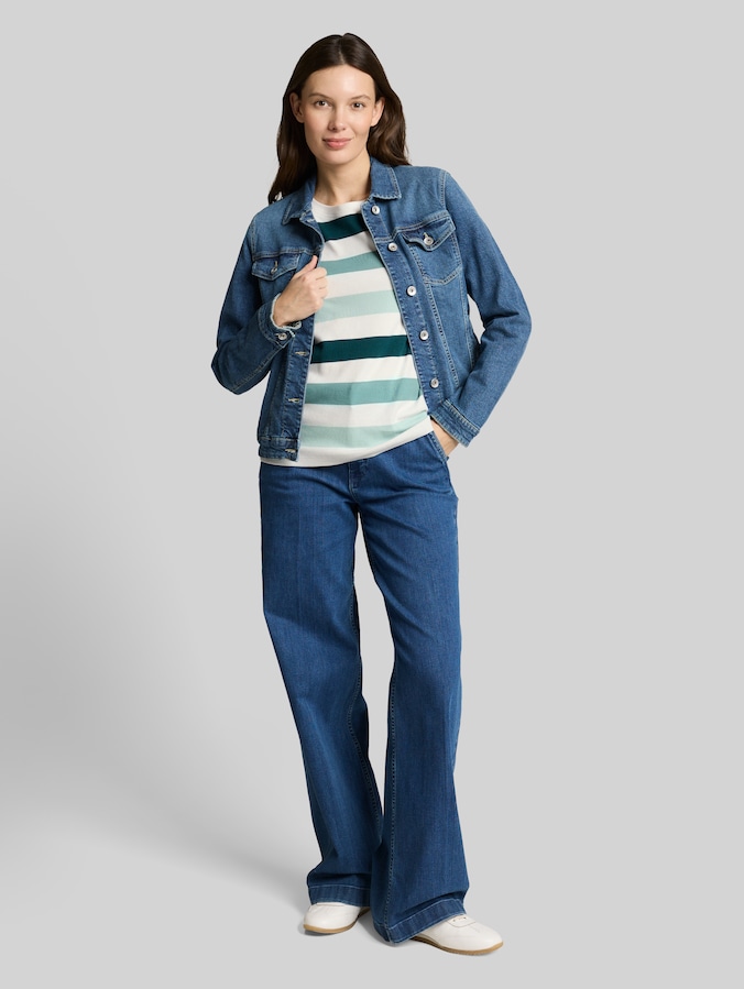 T-shirt van katoen door Women, white mint bold stripe