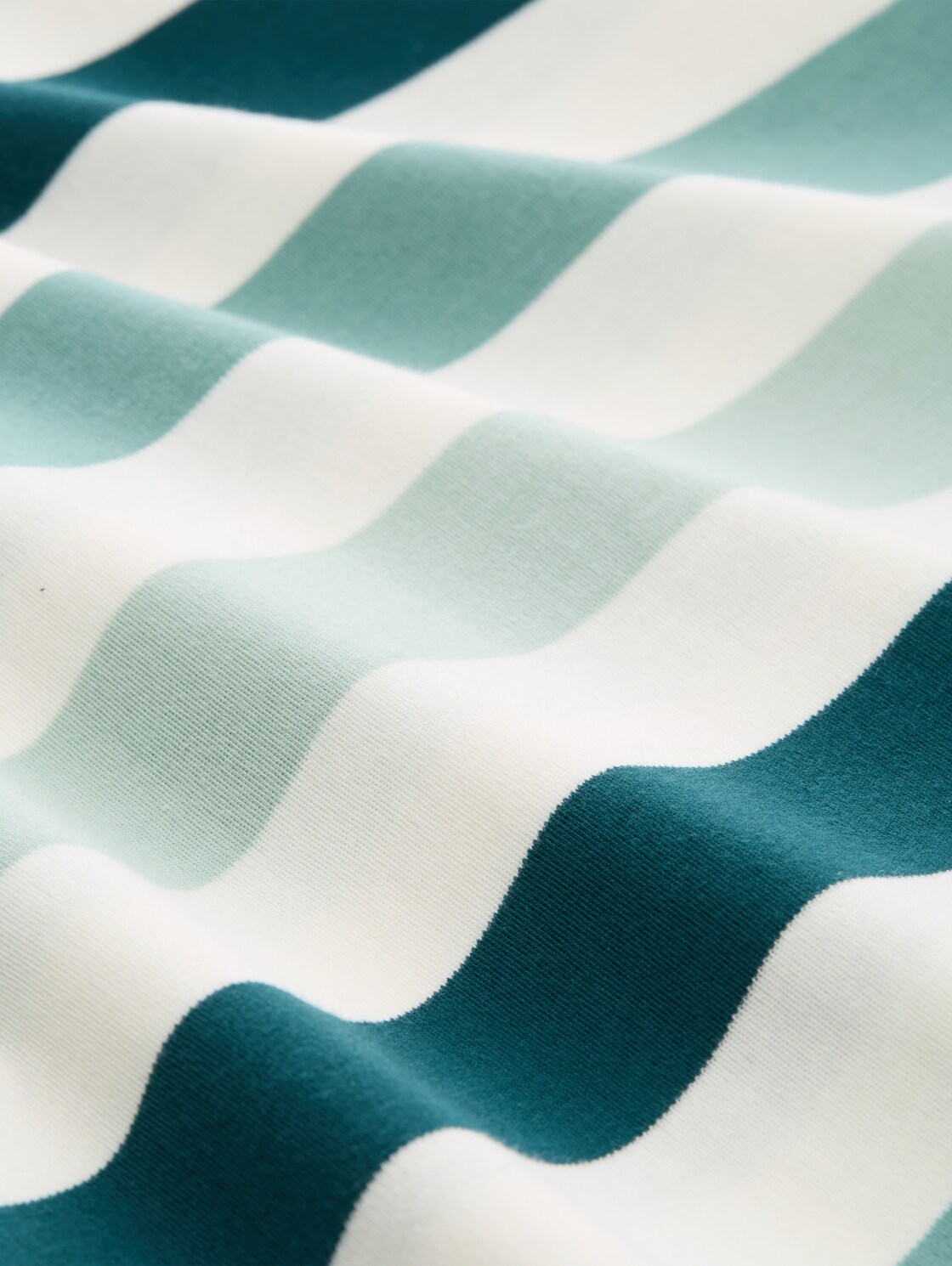 T-Shirt aus Baumwolle - white mint bold stripe - Material-Ansicht