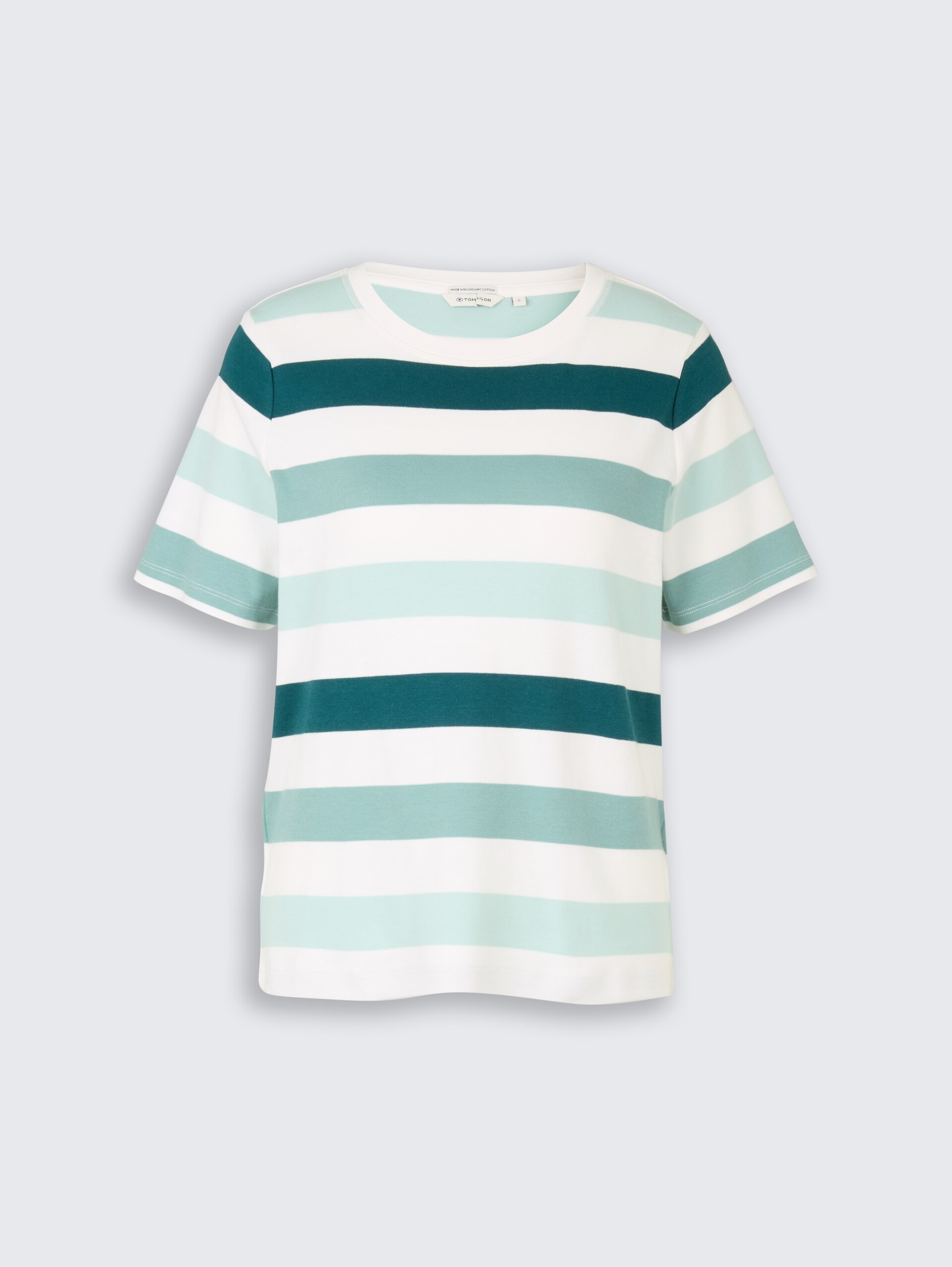 T-Shirt aus Baumwolle - white mint bold stripe - Vorder-Produkt-Ansicht